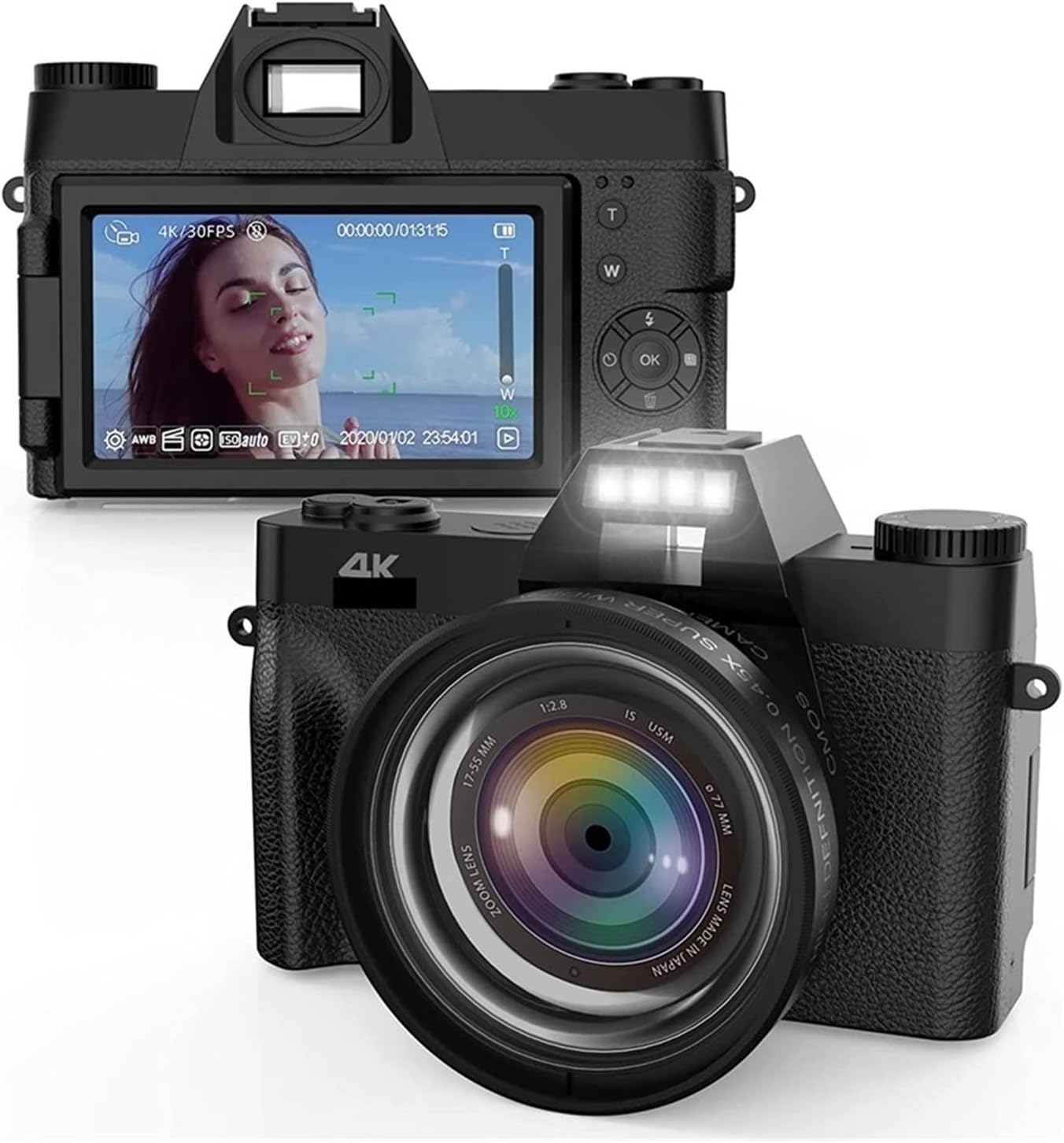 ビデオカメラ 4k、 48MP 写真デジタルカメラ Vlog 4 18K コンパクト写真ビデオカメラ レトロヴィンテージビデオレコー