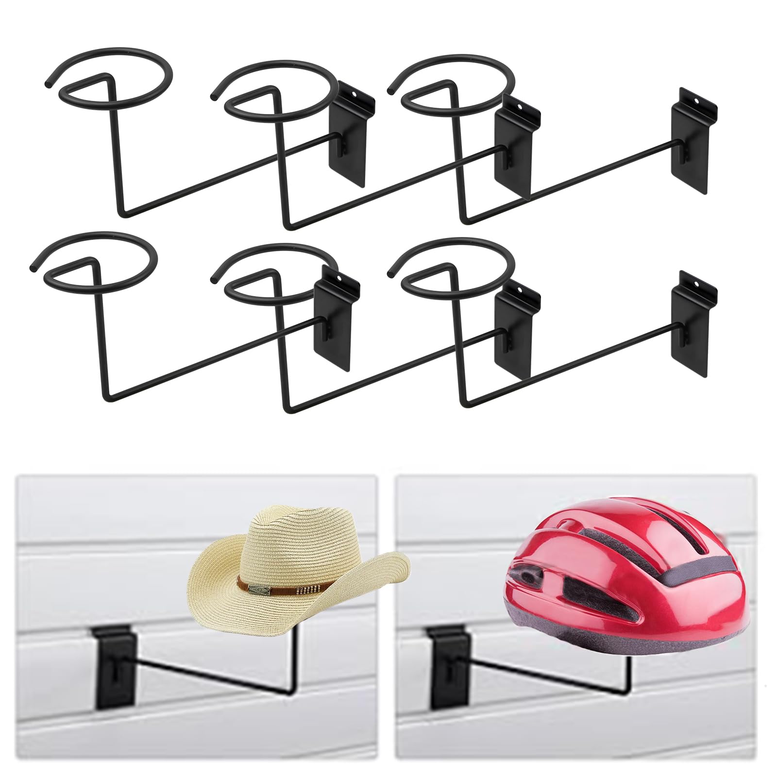CNQLIS 6 Pcs Slat Wall Hat Display Wire Headwear Rack Slatwall Accessories, 8.19" Metal Retail Display Racks for Home Retail Shop Display Racks,Garage