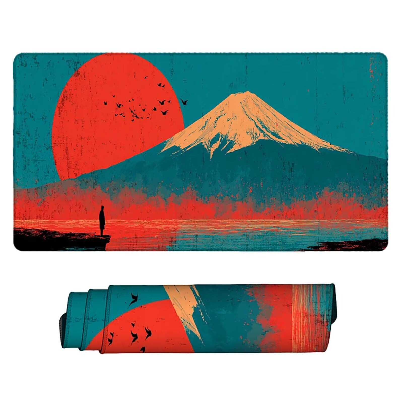 Tappetino Mouse XXL 1000x500mm Giappone Mousepad Monte Fuji Tappetino Scrivania Grande, con base in Gomma Antiscivolo, Impermeabile Sottomano Scrivania per Computer, Ufficio, Accessori Gaming 5-3736m