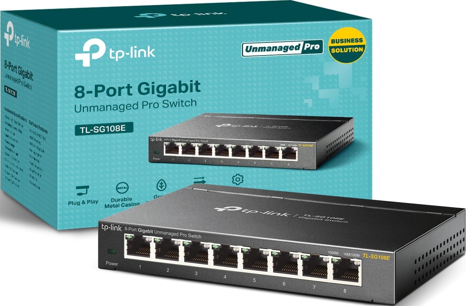 MERCUSYS 8 Ports Gigabit, Prise en Charge de QoS VLAN IGMP Snooping, Surveillance du Réseau via Interface Web, 3,68 W, Noir