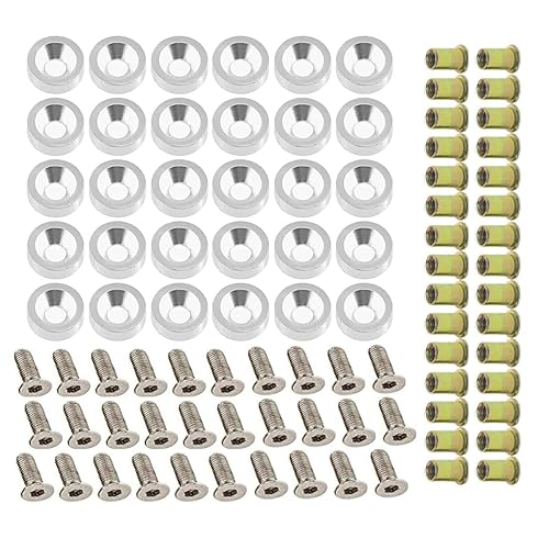 Miniatura 10 de 30 piezas de arandelas de aluminio CNC Billet, pernos de acero inoxidable, tuercas remachables de acero al carbono para parachoques guardabarros,