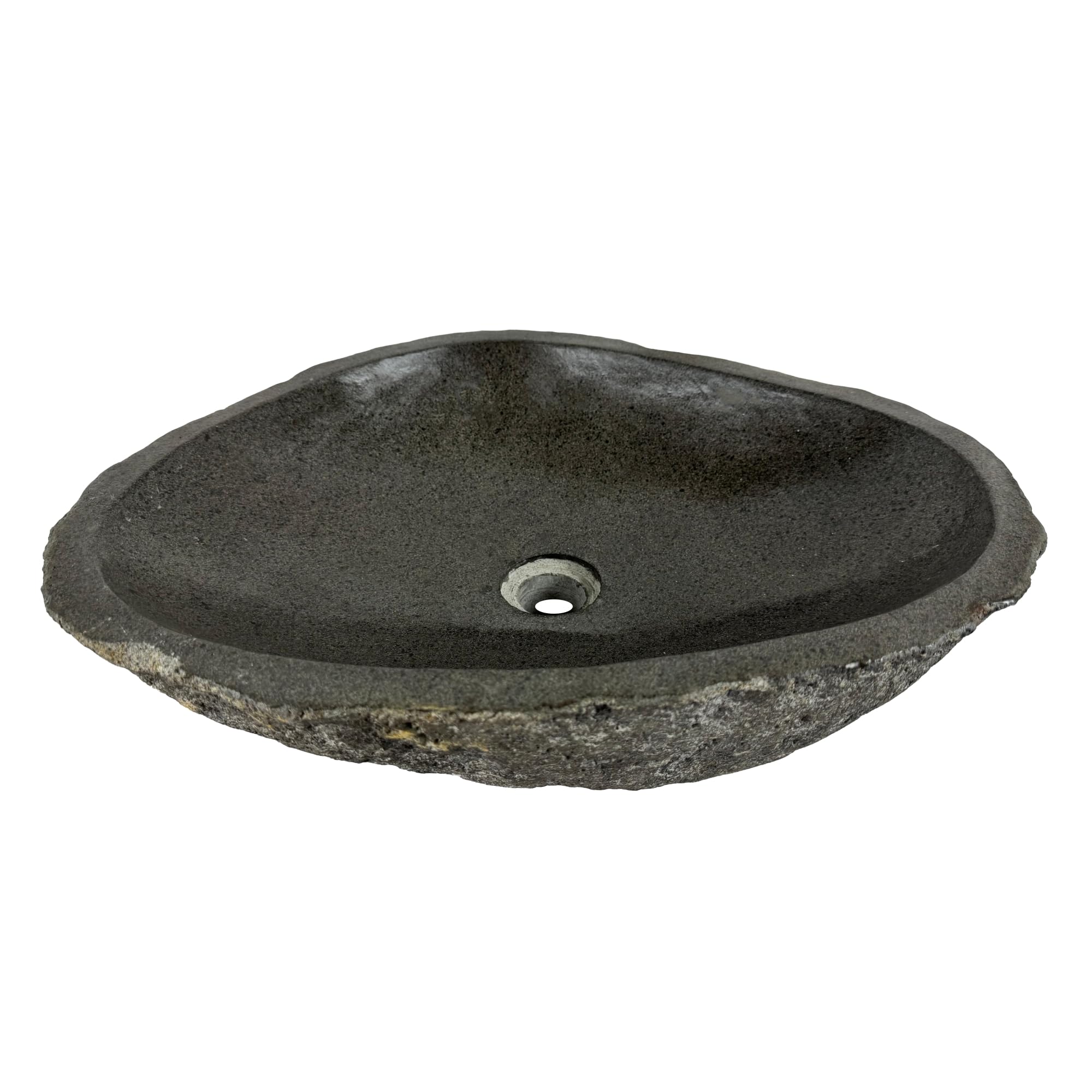 Waschbecken oval Flussstein - Naturstein - Waschtisch für Badezimmer - Aufsatzwaschbecken - Handwaschbecken - Grau (Grau, 46-53x34-40cm)