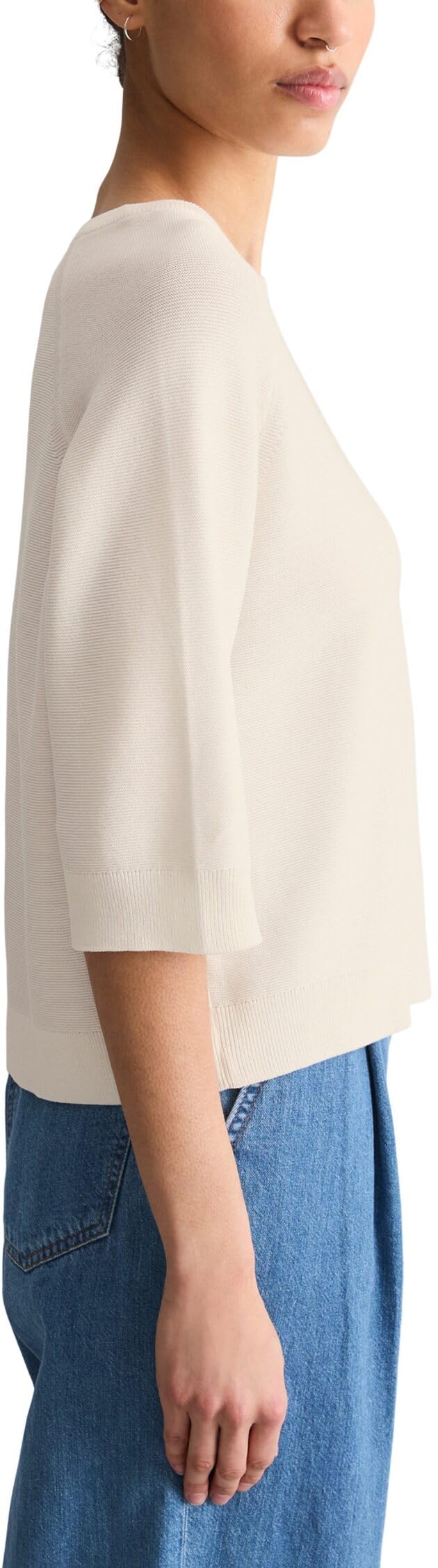 Marc OߴPolo Denim Damen Pullover mit Rundhalsausschnitt Relaxed Fit, Weiß (Silky White), XS – Ansicht 2