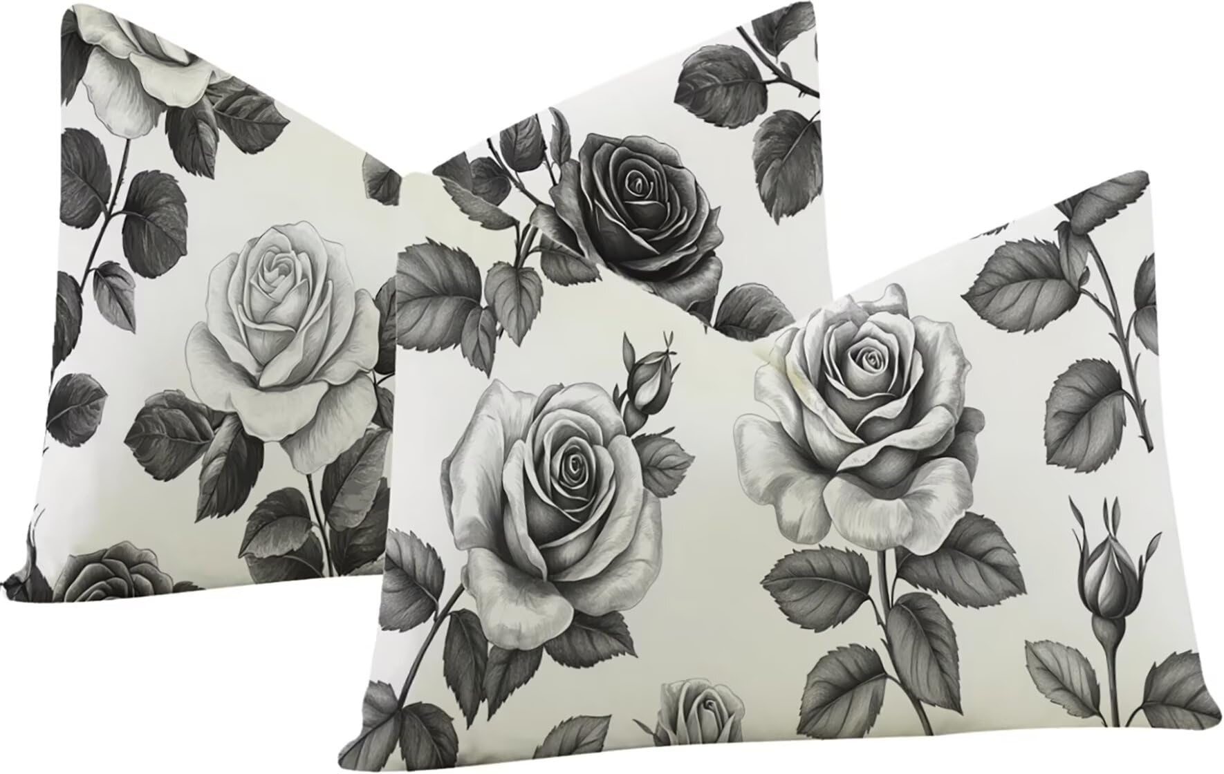 Housse de coussin 40x60 en velours beige Lpfieonn Fleur lot de 2