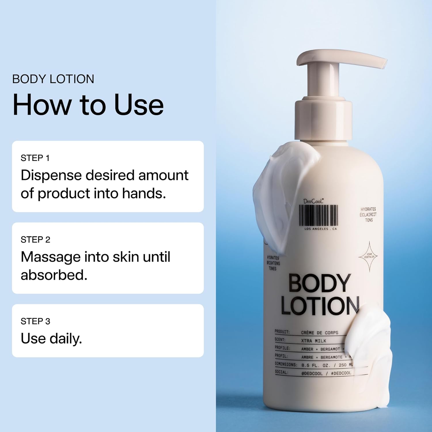 DedCool Body Lotion | 01 Taunt | Ceramides, Snow Mushroom & Meadowfoam Oil | Bergamot, Dew, Cassis, Vanilla & Amber | Non-Toxic, Vegan | 8.5 fl oz