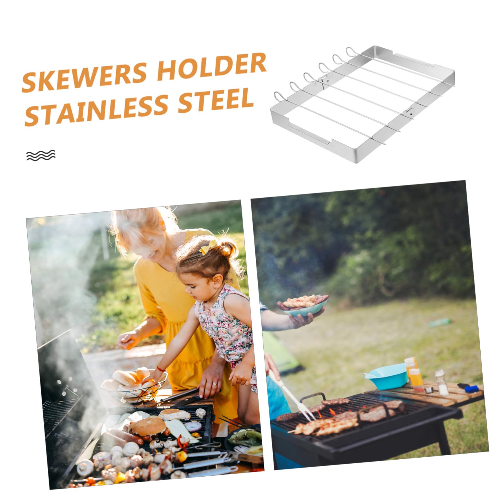 Set di 2 spiedini pieghevoli in metallo per barbecue, per grigliare carne e vetables, perfetti per cucinare all'aperto e feste estive
