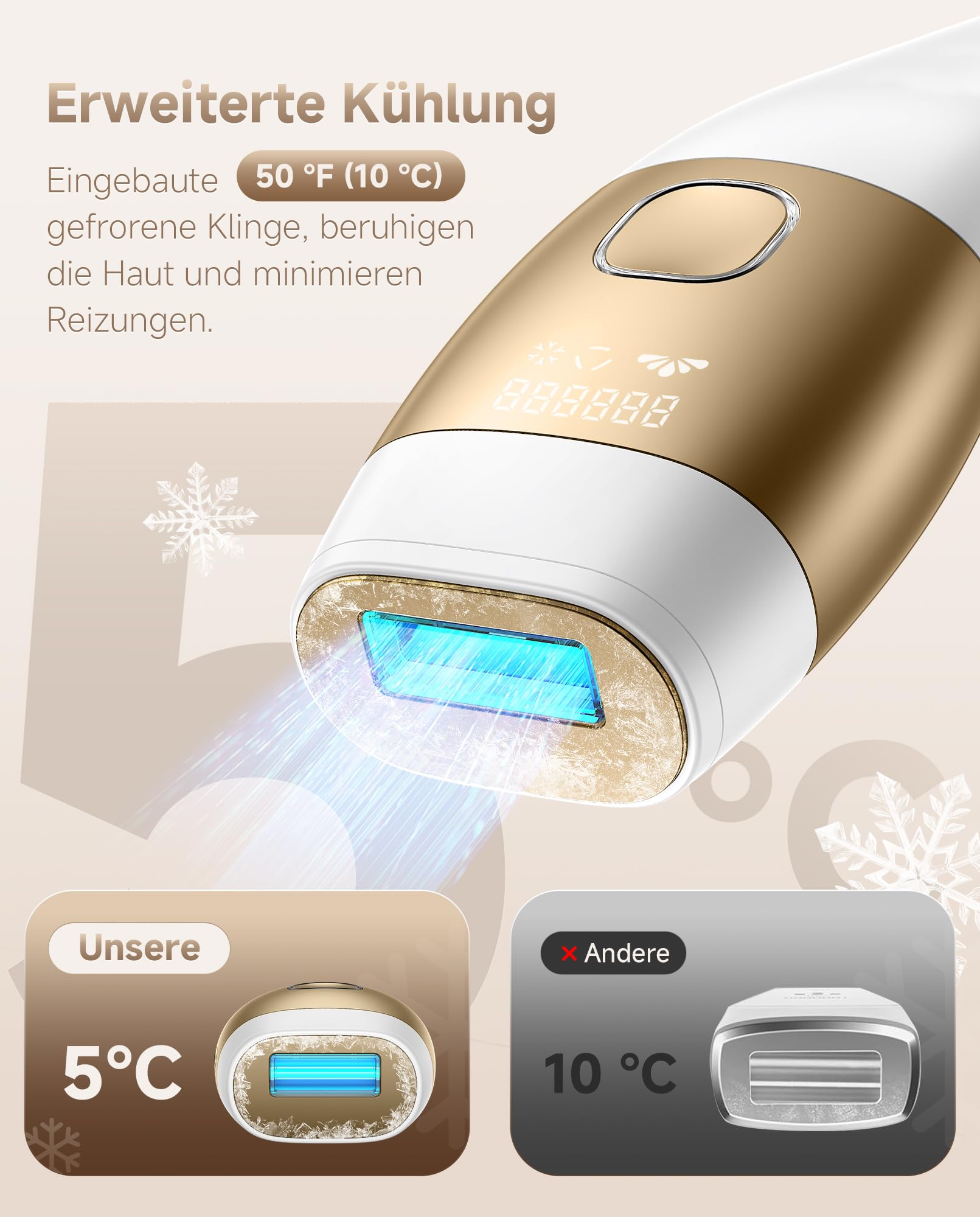 21J Epilatore Luce Pulsata con Funzione di Raffreddamento, Epilatore Laser Indolore a 2 Modalità, per Viso, Ascelle, Zona Bikini e Depilazione Corporea Totale