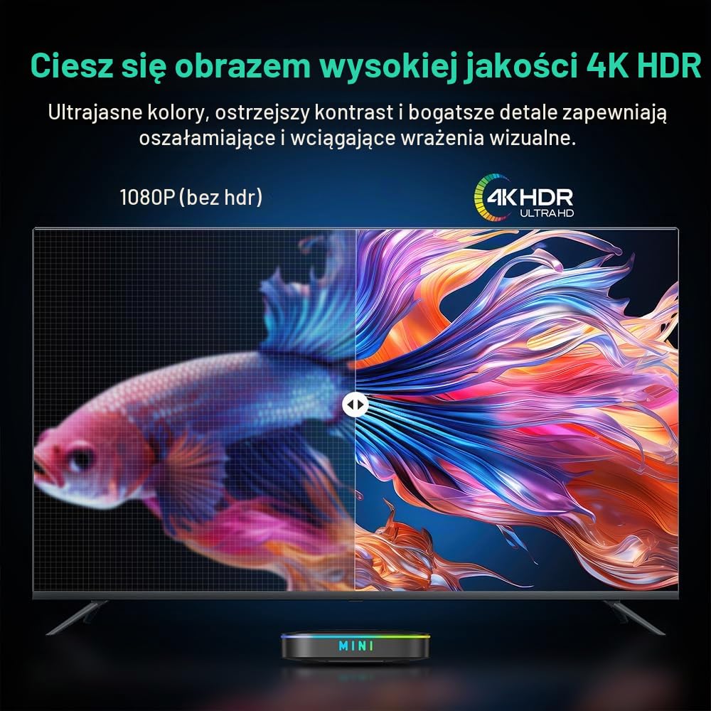 HK1 K8Mini Android 14.0 TV Box 2 GB RAM 16 GB ROM RK3518 Quad Core CPU Mali-450 GPU Wsparcie 2.4G/5G WiFi BT5.0 Smart TV Box - Nr modelu: HK1 K8Mini 2GB 16GB