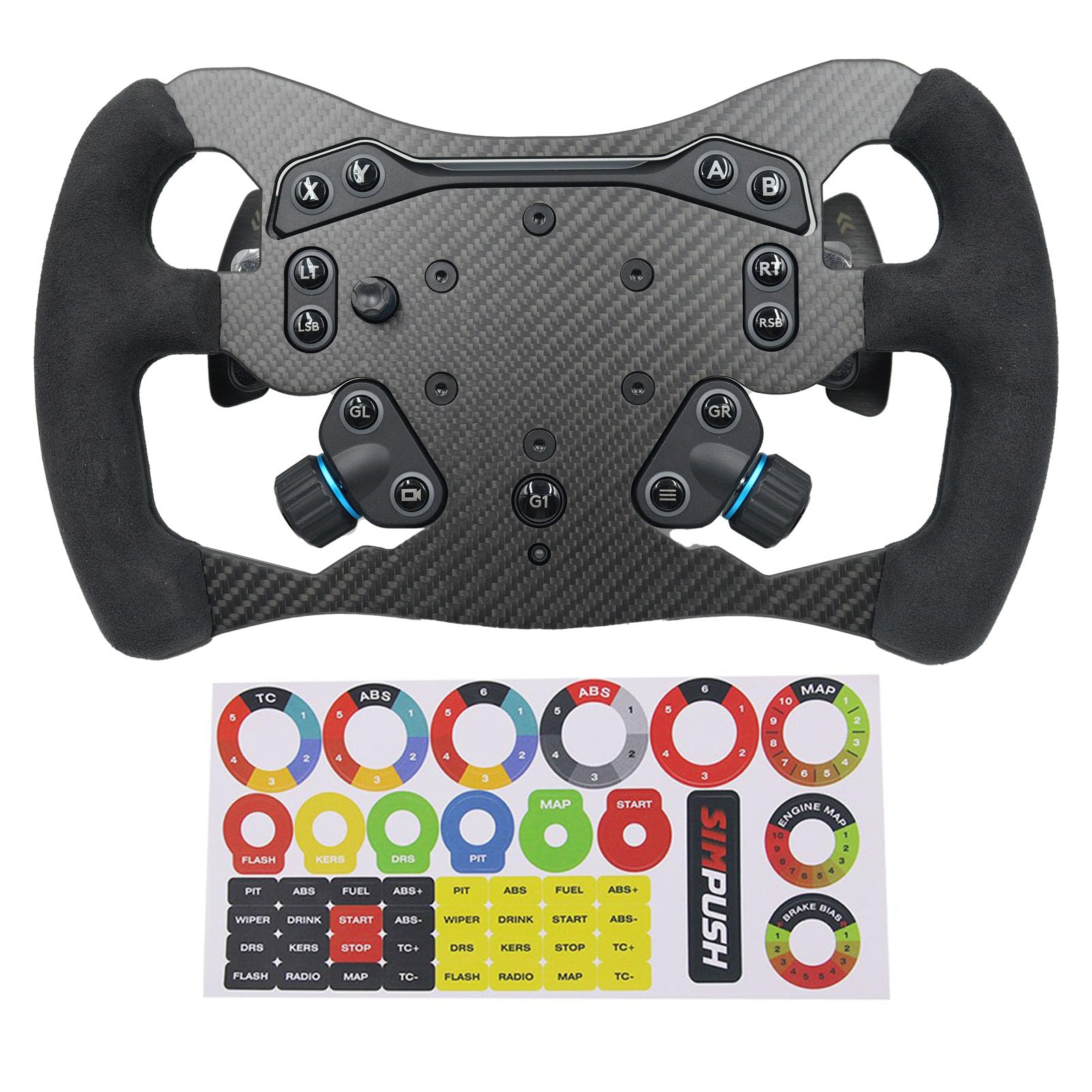Benshuuk 12 Inch F1 Formula Style Real Carbon Fiber Suede Steering Wheel for Logitech G RS50 Pro SIM Racing Wheel PS4/PS5 PC