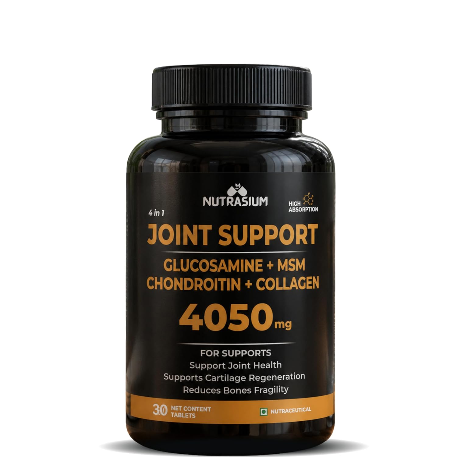 Nutrasium Glucosamine 1500mg | Joint Support | Cartilage & Muscle | 30 Tabs | Glucosamine, Chondroitin, MSM & Collagen | S...