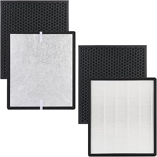D-TEND LV-PUR131 Filter Replacement for LEVOIT Air Purifier LV-PUR131 LV-PUR131S LV-PUR131-RF, Includes 2 Pack Ture HEPA Filters + 2 Pack Activated Carbon Pre-Filters