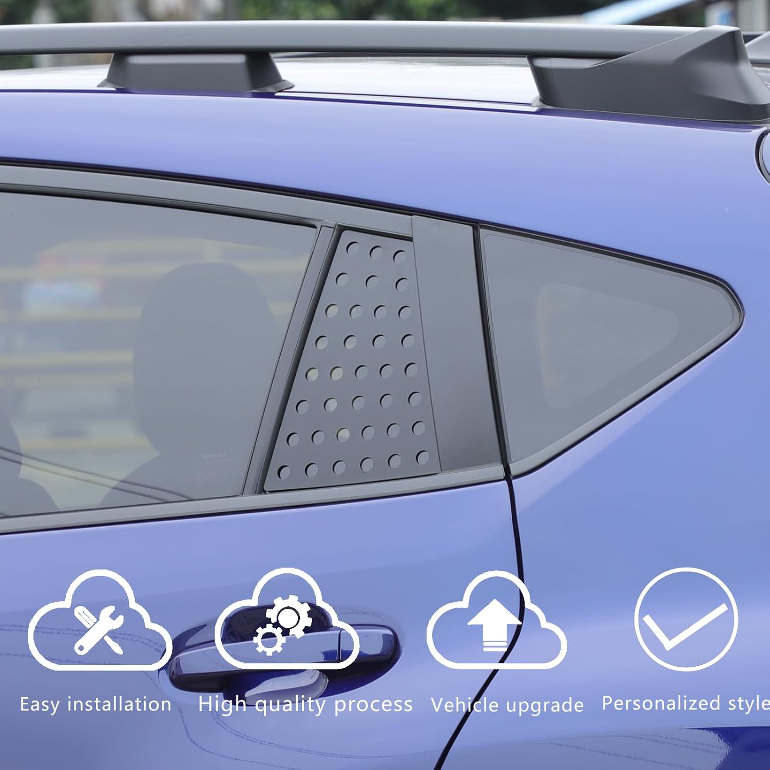 Car Rear Side Window Louver Cover Trim Compatible with Subaru Crosstrek 2024 +， Car Rear Door Side Window Small Window Panel Cover Decorative Accessories (Style A)