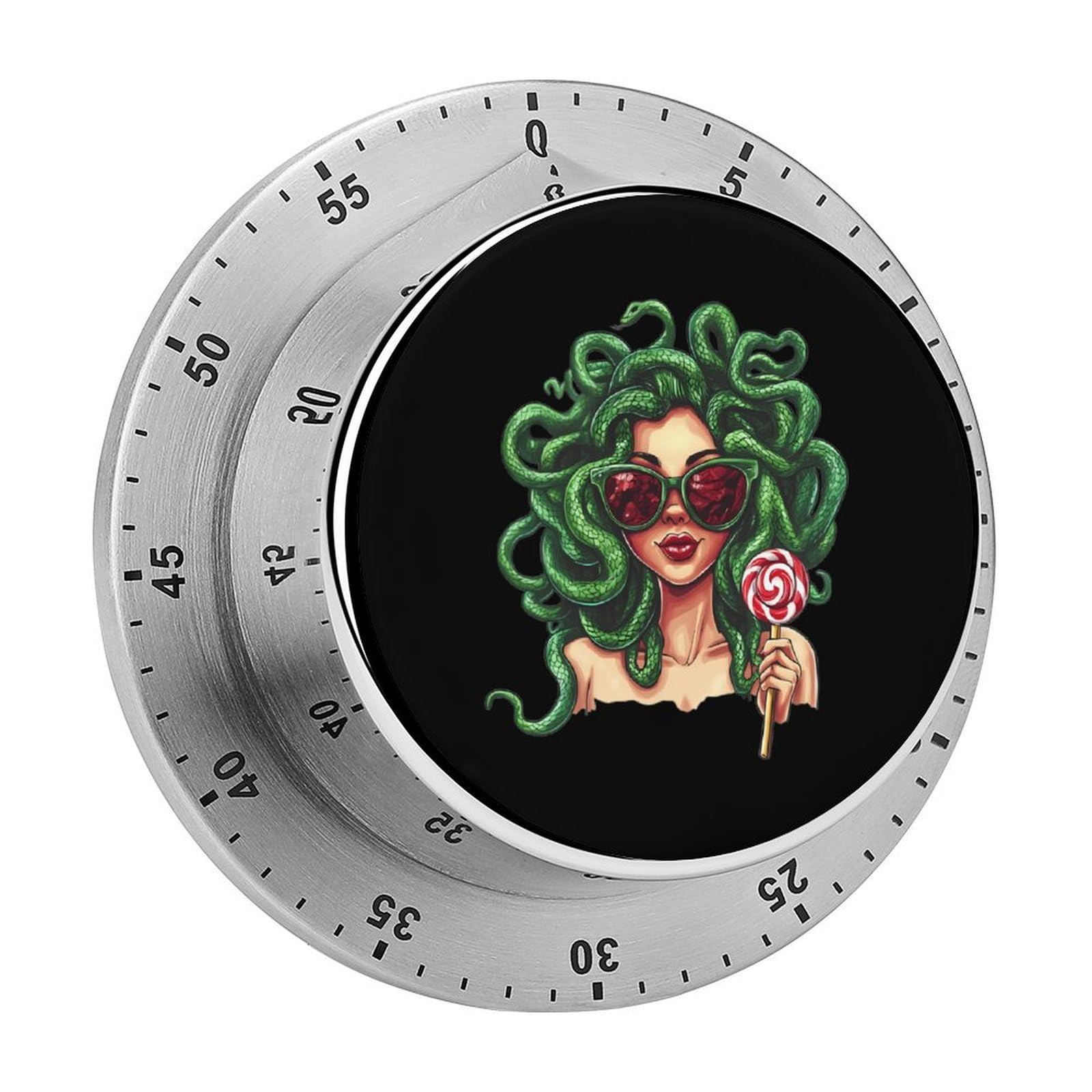 Modern Medusa with Lollipop Funny Timer 60 Minute Countdown Timer Mechanical Time Management Tool for Kitchen Work