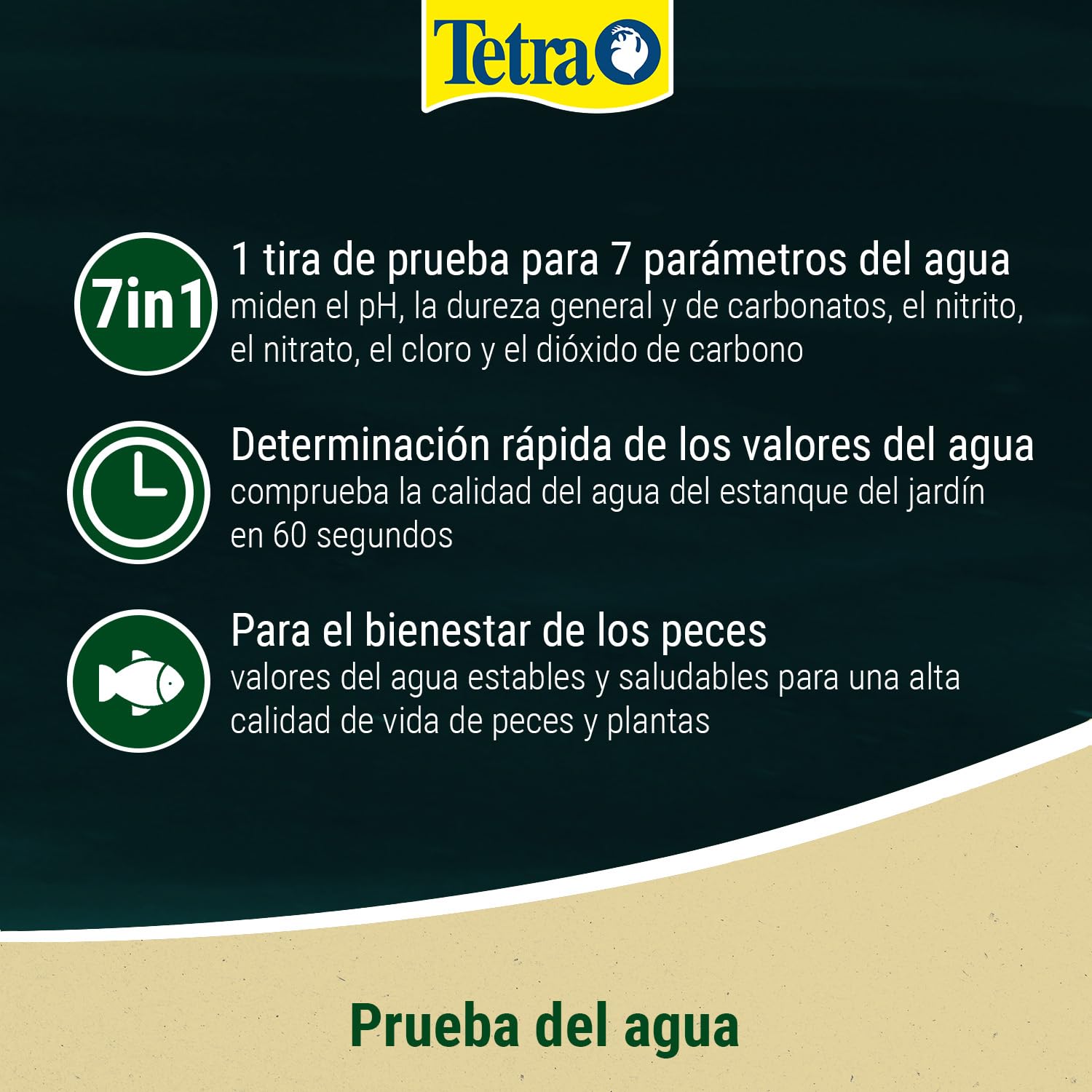 Tetra Pond Test 7in1 – Test de Agua para el Estanque, comprobación rápida y Sencilla de la Calidad del Agua del Estanque de jardín, 1 Bote (25 Tiras reactivas)