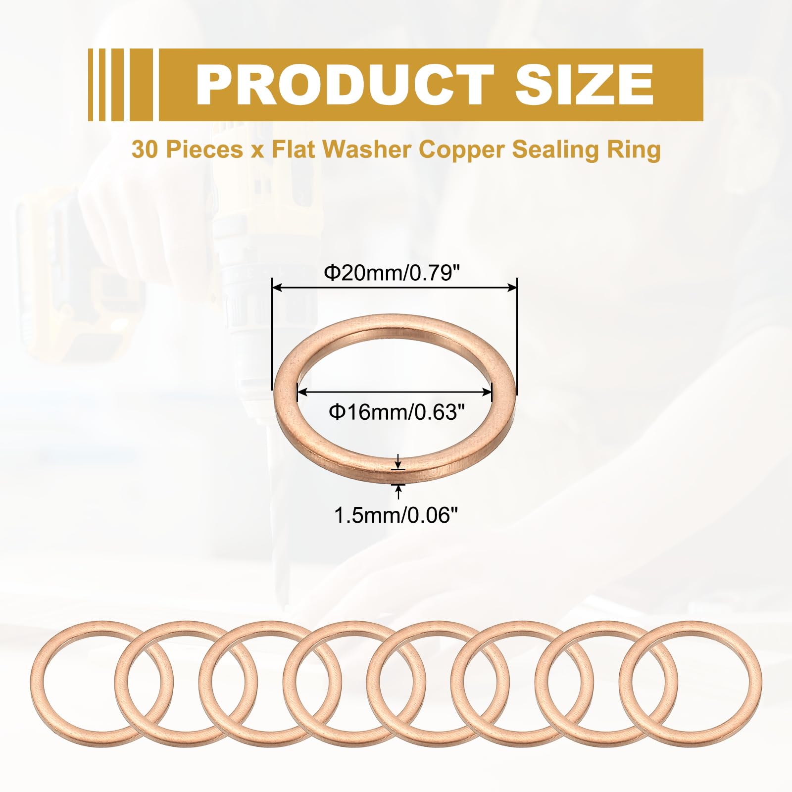 PATIKIL M16 Copper Washer Sealing Ring - Image 2