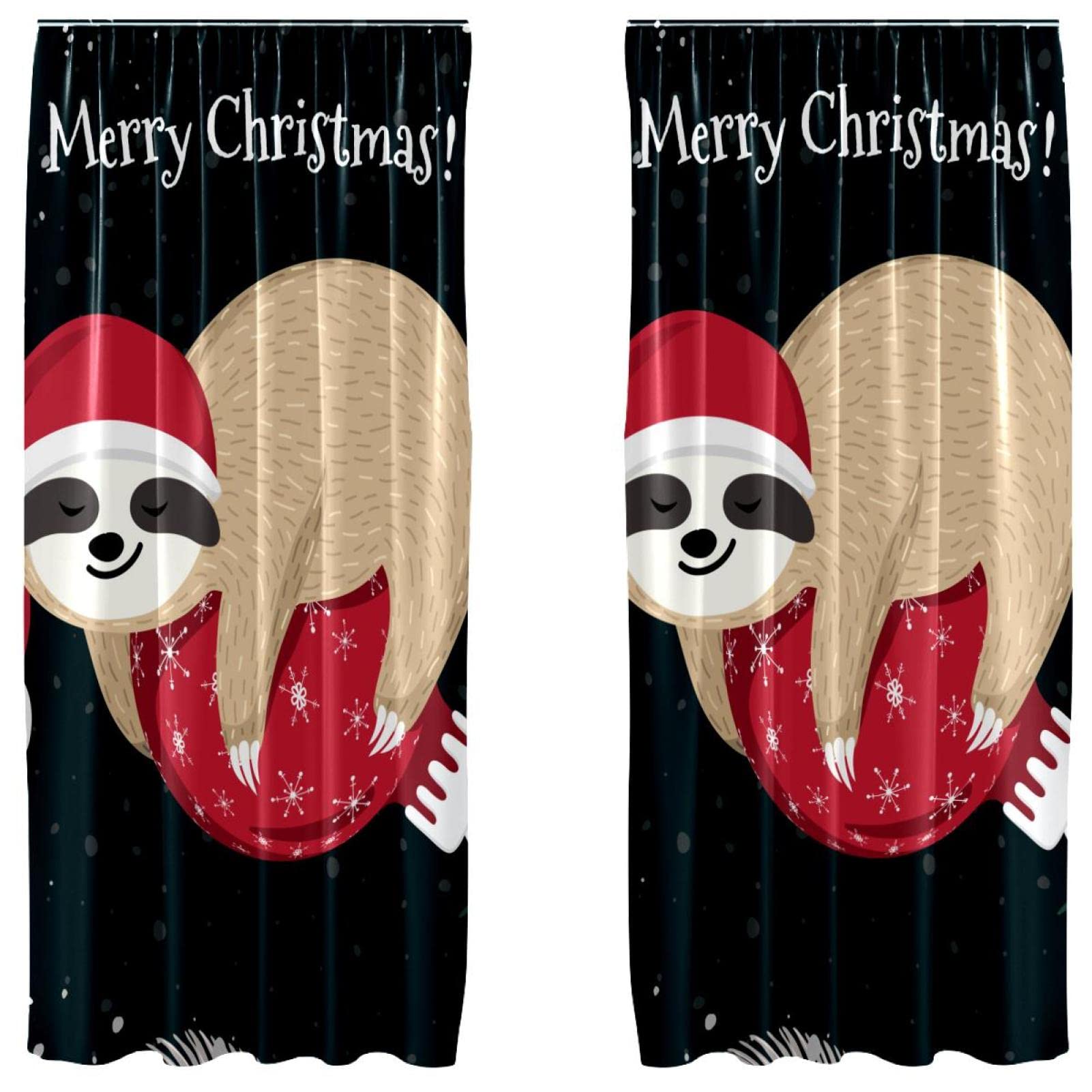 Rideaux paresseux de Noël 140x213 cm | Lot de 2 panneaux pour déco salon