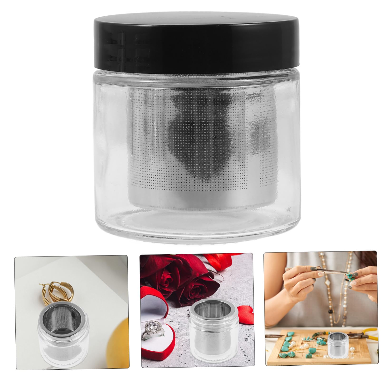 4 Piezas Taza De Limpieza Herramienta De Limpieza Para Joyas Limpieza Manual Transparent Vidrio