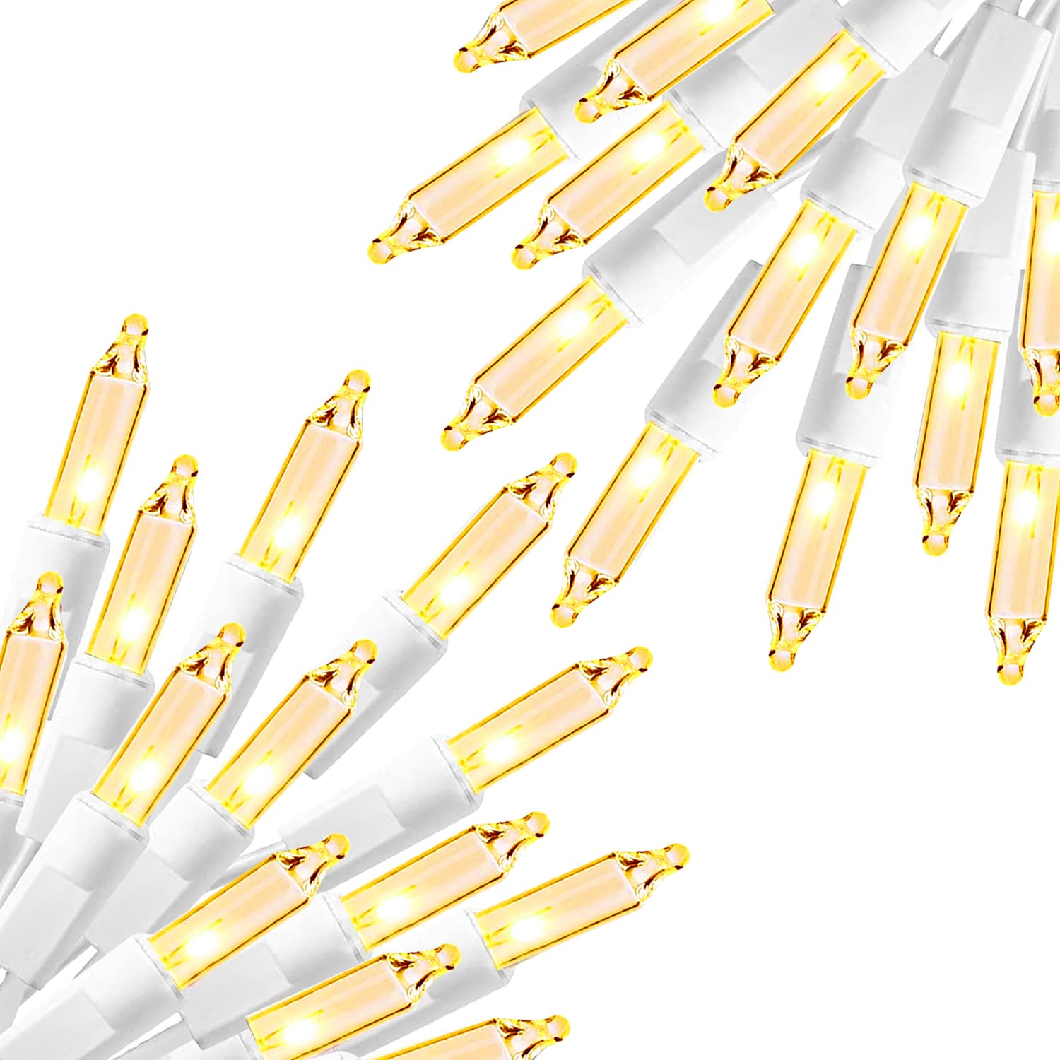 Dazzle Bright Warm White Christmas Mini String Lights, 2 Pack Total 60FT 300 Incandescent White Wire Fairy Lights, Waterproof Christmas Decorations for Indoor Outdoor Party Garden Yard Decor