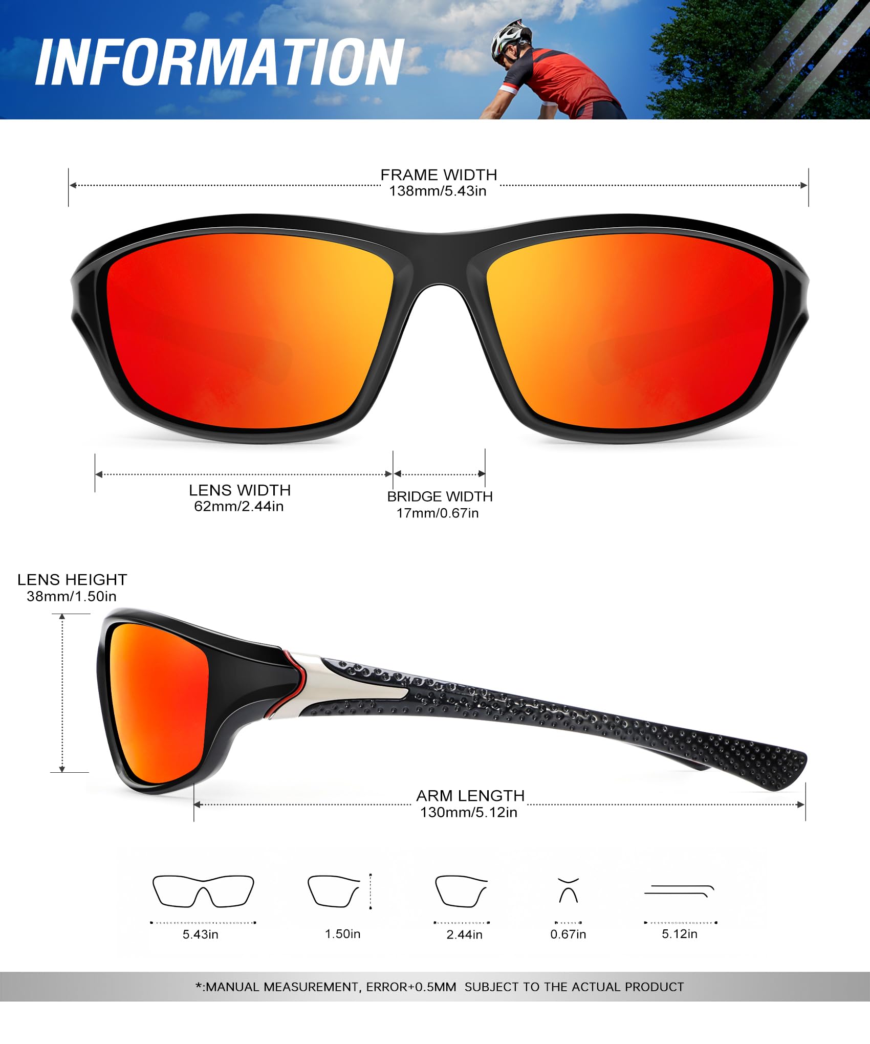 Polaryzacyjne okulary przeciwsłoneczne - męskie sportowe okulary przeciwsłoneczne: męskie okulary przeciwsłoneczne spolaryzowane okulary przeciwsłoneczne do biegania jazda wędkarstwo 3