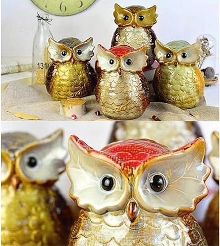Miniatura 5 de Alcancía para niños, alcancía para niños y niñas y adultos, tarro de dinero de la suerte, alcancía única hecha a mano con búho, lindas monedas de