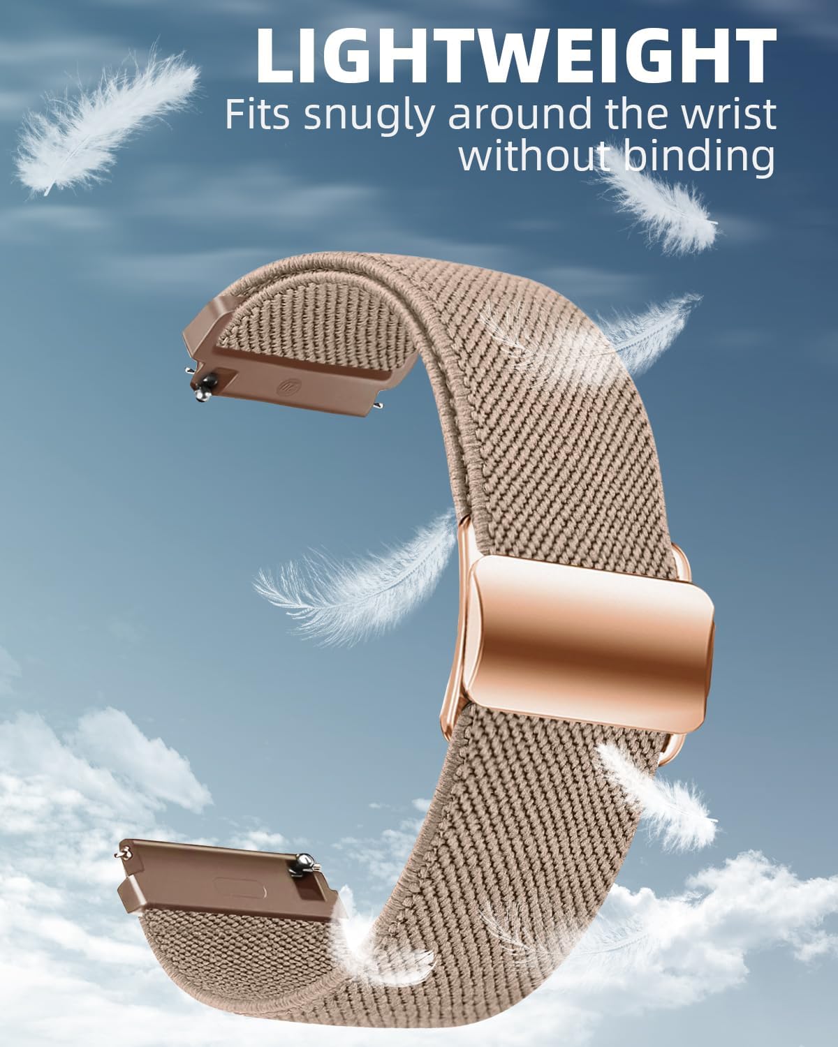 Stretchy Nylon Watch Band Compatible with Garmin Vivoactive 5/ Vivoactive 3 Watch Band, 20mm Easy Buckle Adjustable Elastic Nylon Strap Replacement for Garmin Venu/ Venu Sq/ Vivomove HR/ Vivoactive 3 Music/ Forerunner 645/ 245 Music