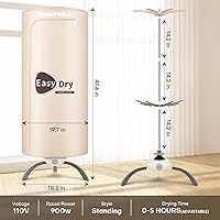 Vista 4 de Secadora de ropa portátil de 900 W – Minisecadora compacta para apartamentos pequeños, secadora de ropa eléctrica de secado rápido con gran