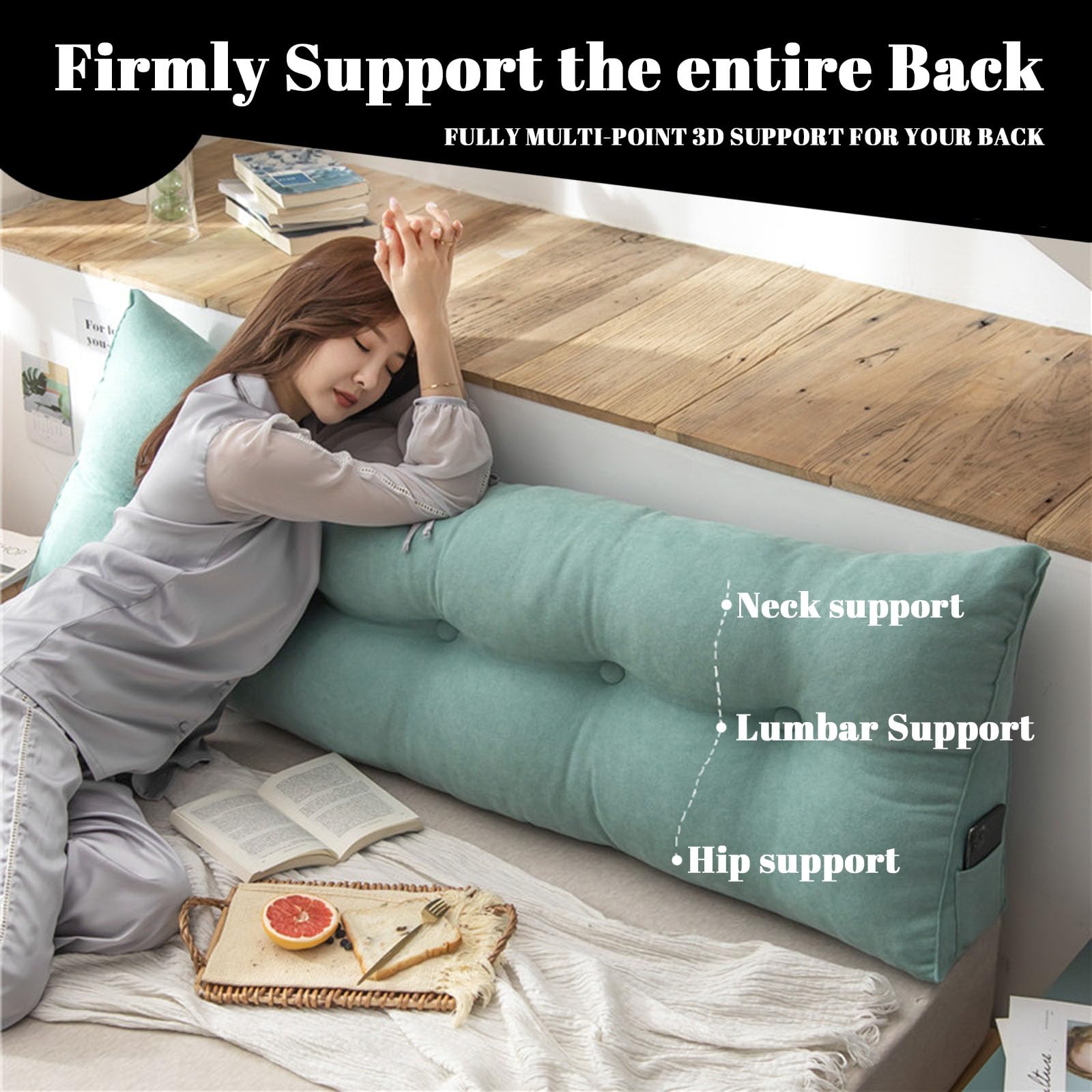 Coussin De Lecture Triangulaire Pour Lit & Canapé – Grand Traversin Soutien Lombaire Ergonomique Avec Tête De Lit Intégrée
