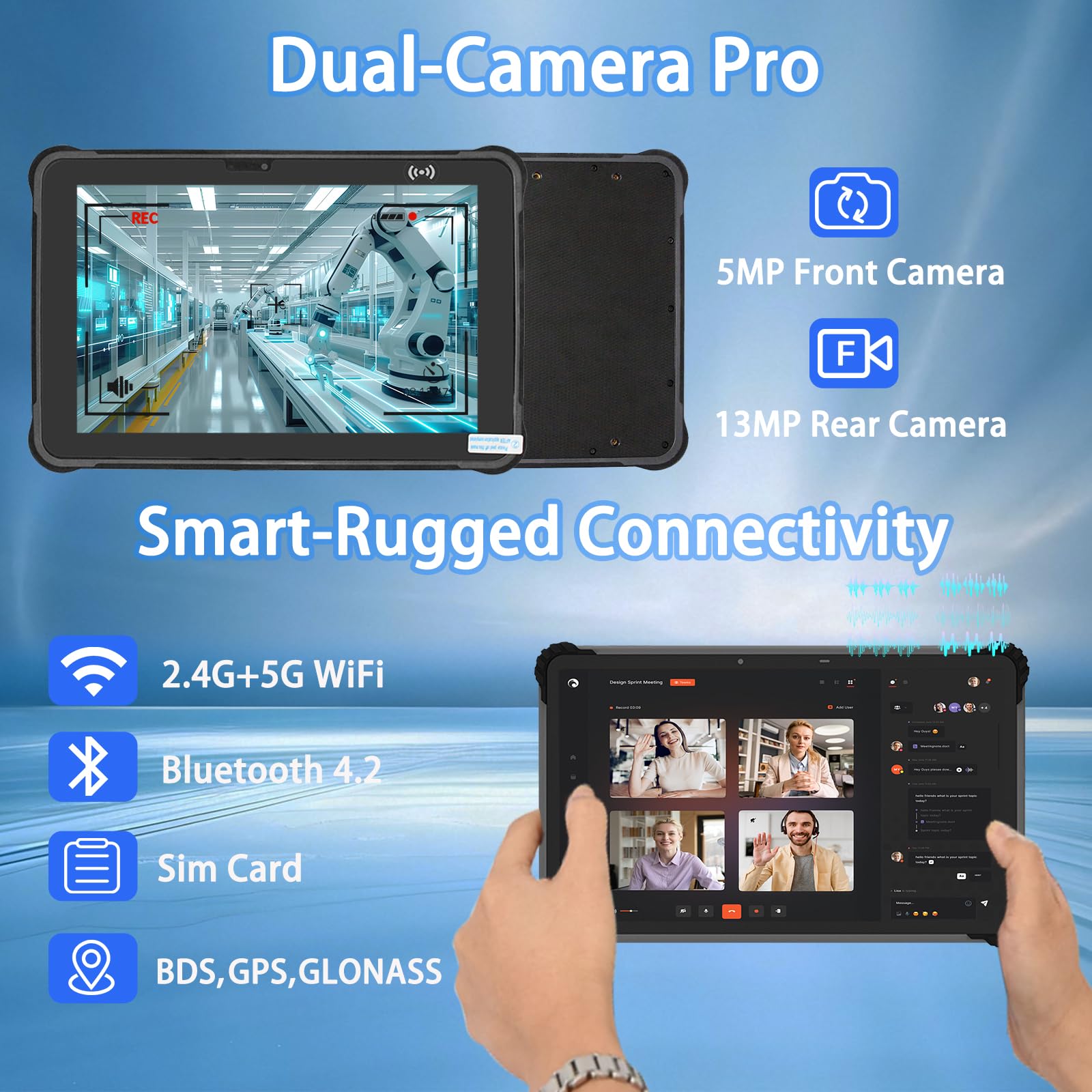 ST11-M Tablet resistente da 10,1 pollici con Windows 10 Pro con Intel i5-8200Y, 8GB/256GB, tablet impermeabile IP65, 4G LTE/GPS/NFC, 6000mAh, PC da lavoro industriale all'aperto