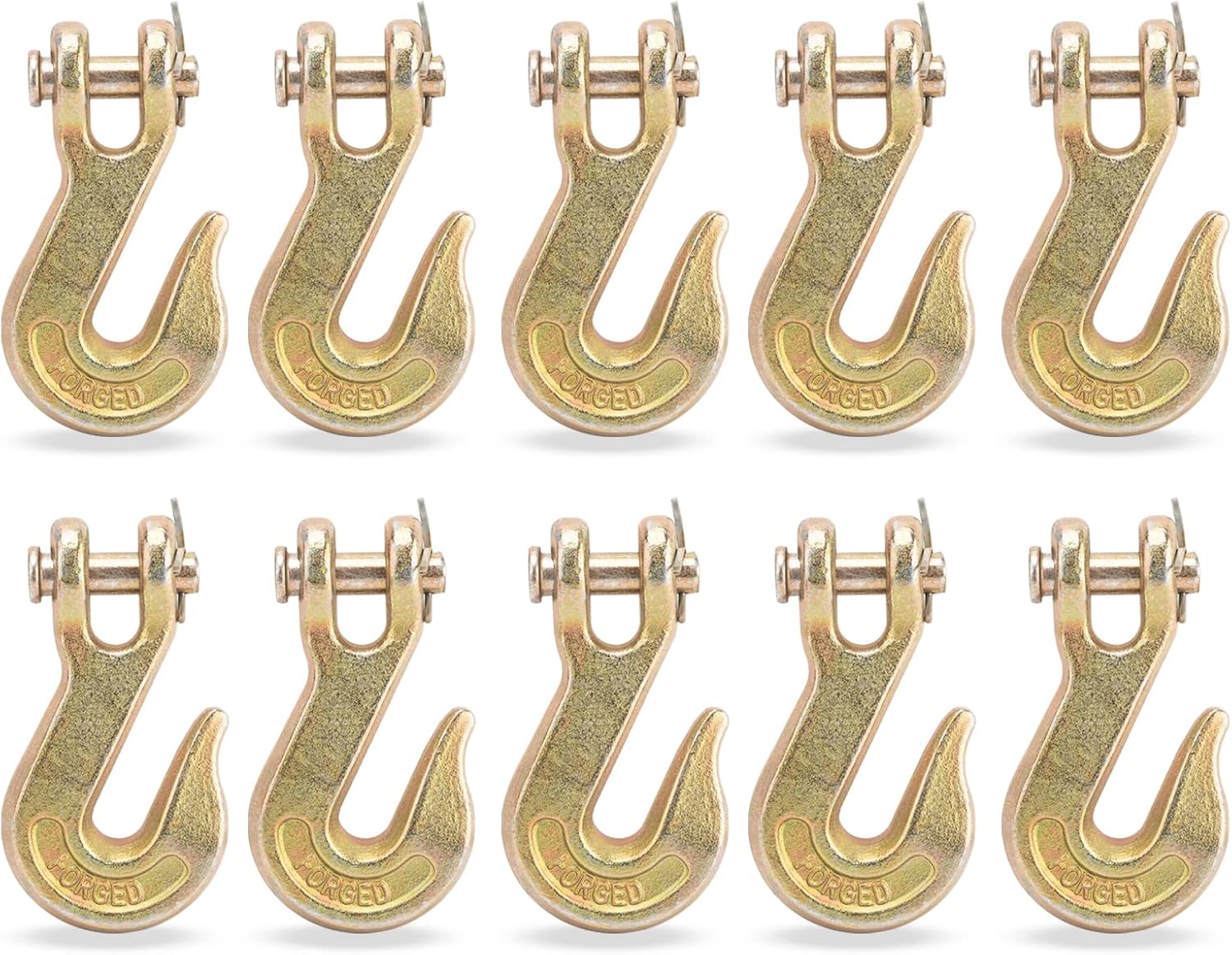 3/8" Grab Hook, Clevis Hook for Chain - Grade 70 (G70) Heavy Duty, 6600 lbs Break Strength - Fits 3/8" Truck, Trailer, Tow & Transport Chains (10 Pack)