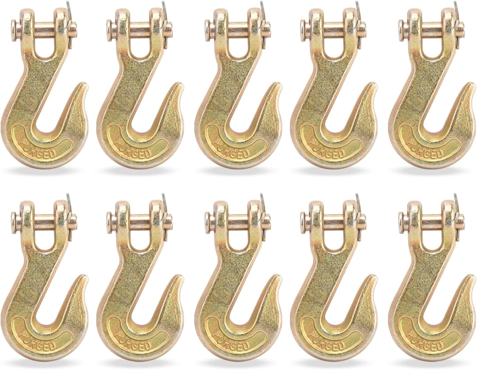 9TH SHOP 3/8 Clevis Grab Hooks, 3/8 Chain Hooks Grade 70 Heavy Duty Grab Hook Clevis 3/8" Pin 6600 lbs G70 for Truck Trailer Tow Chain Transport (10Pack)