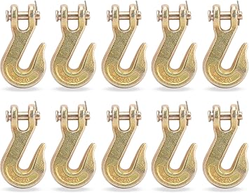 3/8" Grab Hook, Clevis Hook for Chain - Grade 70 G70 Heavy Duty, 6600 lbs Break Strength - Fits 3/8" Truck, Trailer, Tow & Transport Chains 10 Pack