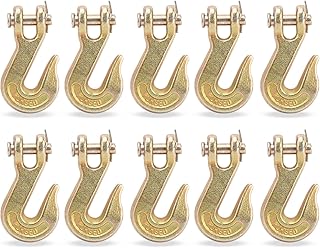 3/8 Clevis Grab Hooks, 3/8 Chain Hooks Grade 70 Heavy Duty Grab Hook Clevis 3/8" Pin 6600 lbs G70 for Truck Trailer Tow Chain Transport (10Pack)