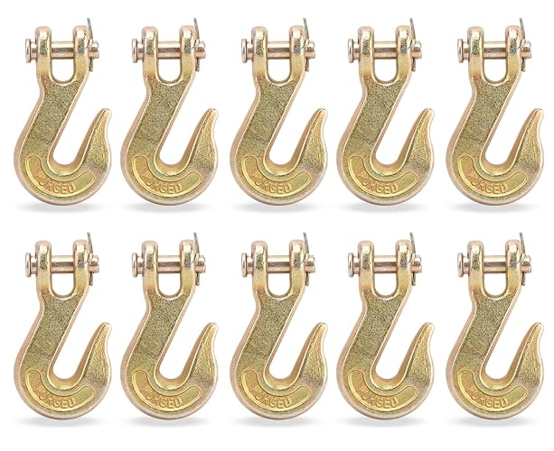 9TH SHOP 3/8" Grab Hook, Clevis Hook for Chain - Grade 70 (G70) Heavy Duty, 6600 lbs Break Strength - Fits 3/8" Truck, Trailer, Tow & Transport Chains (10 Pack)