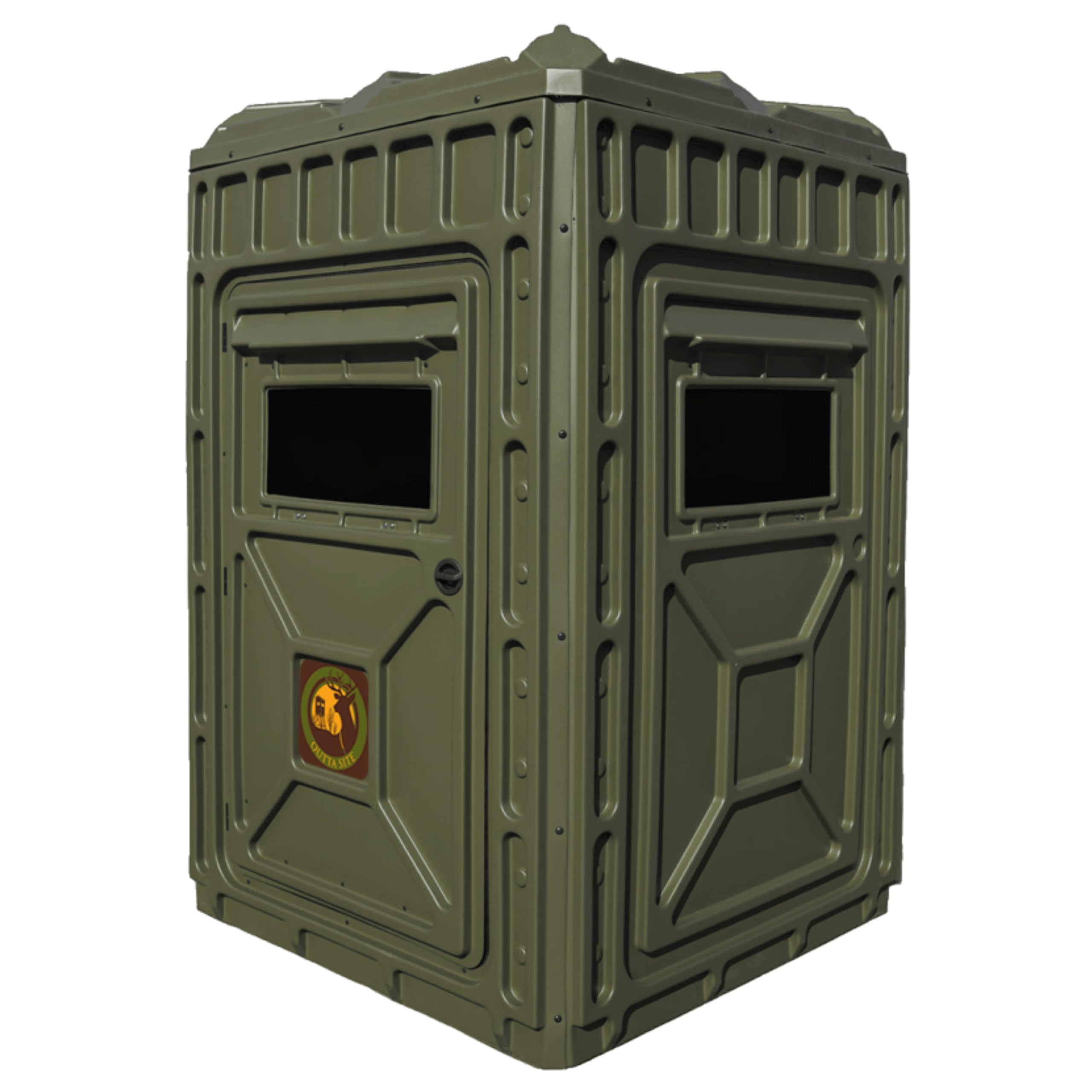 Outta Site Hunting Blind – 4 & 5 Sided High Density Plastic Hunting Blind – 1-2 & 2-3 Person Hard-Sided Ground Blind for Deer, Turkey Hunting – 360 Views – Arctic Snow Camo, Habitat Olive, Thicket Oak