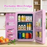Kikihouse 22L/30Cans Mini Réfrigérateur pour chambre, 12v DC Refroidisseur portable & Plus chaud, Mini Réfrigérateur avec Front en verre, pour bureau de voiture & Salle de dortoir Alimentation Boissons Soin maquillé