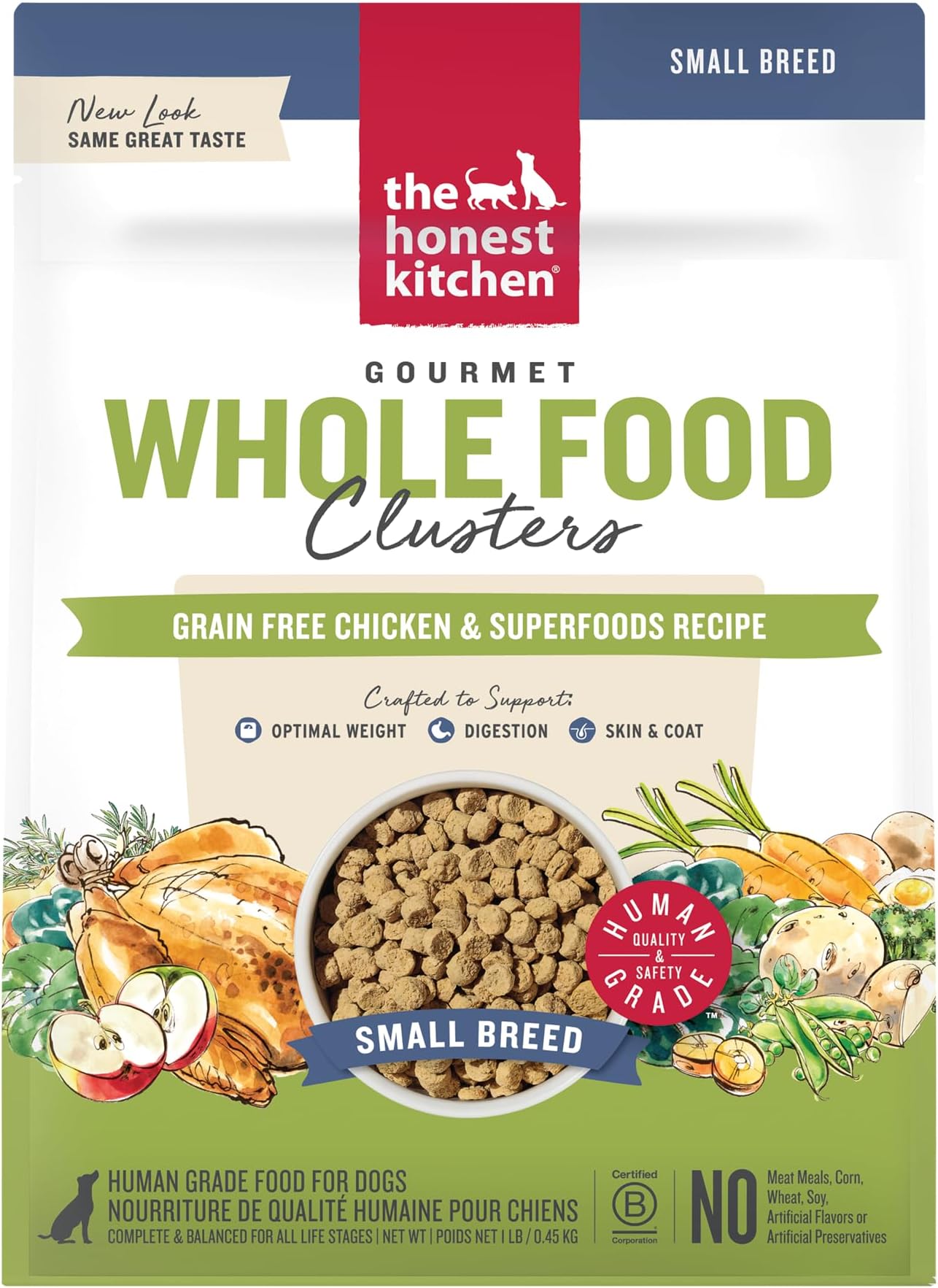 The Honest Kitchen Whole Food Clusters Small Breed Grain Free Chicken Dry Dog Food, 1 lb Trial Pouch
