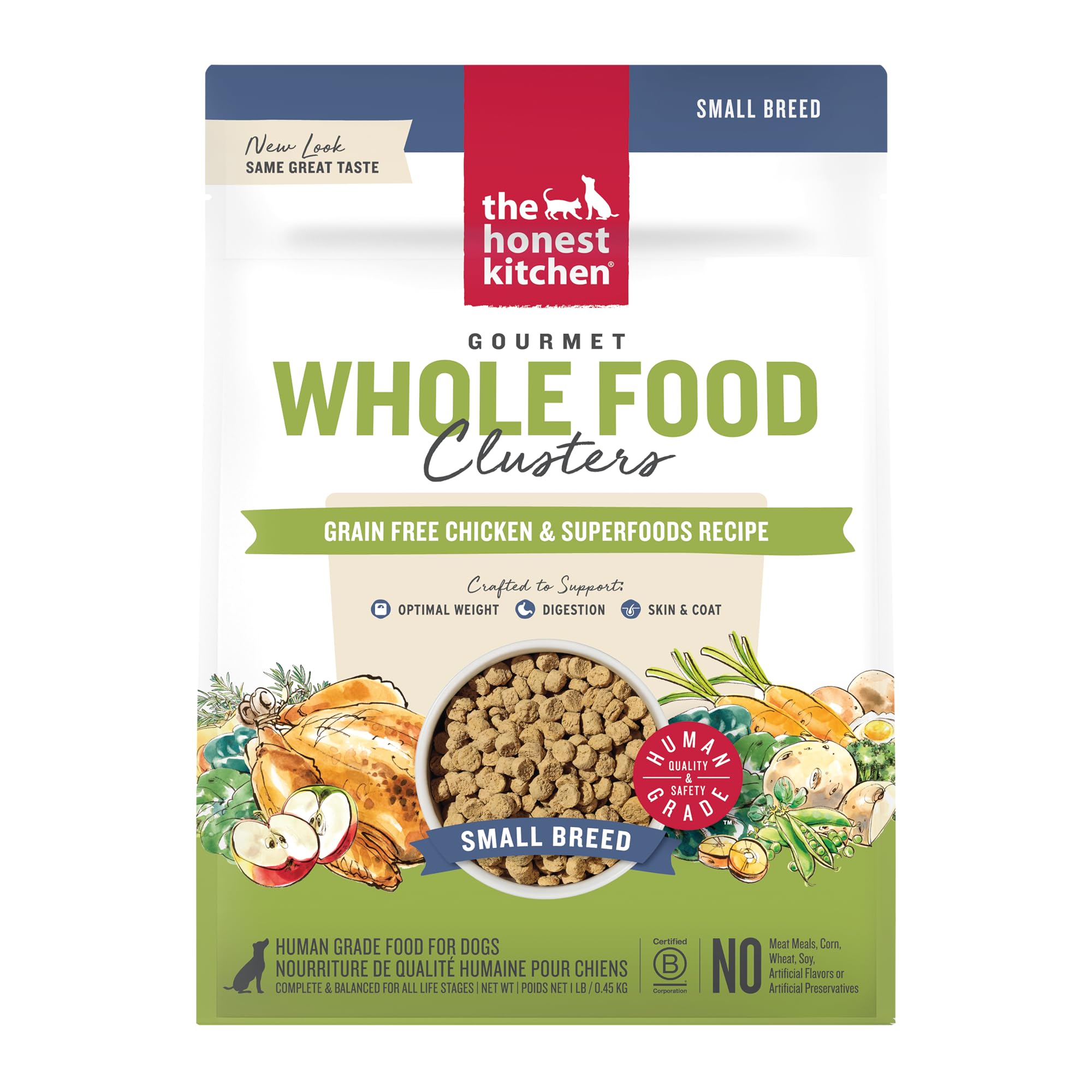 Whole Food Clusters Small Breed Grain Free Chicken Dry Dog Food, 1 lb Trial Pouch