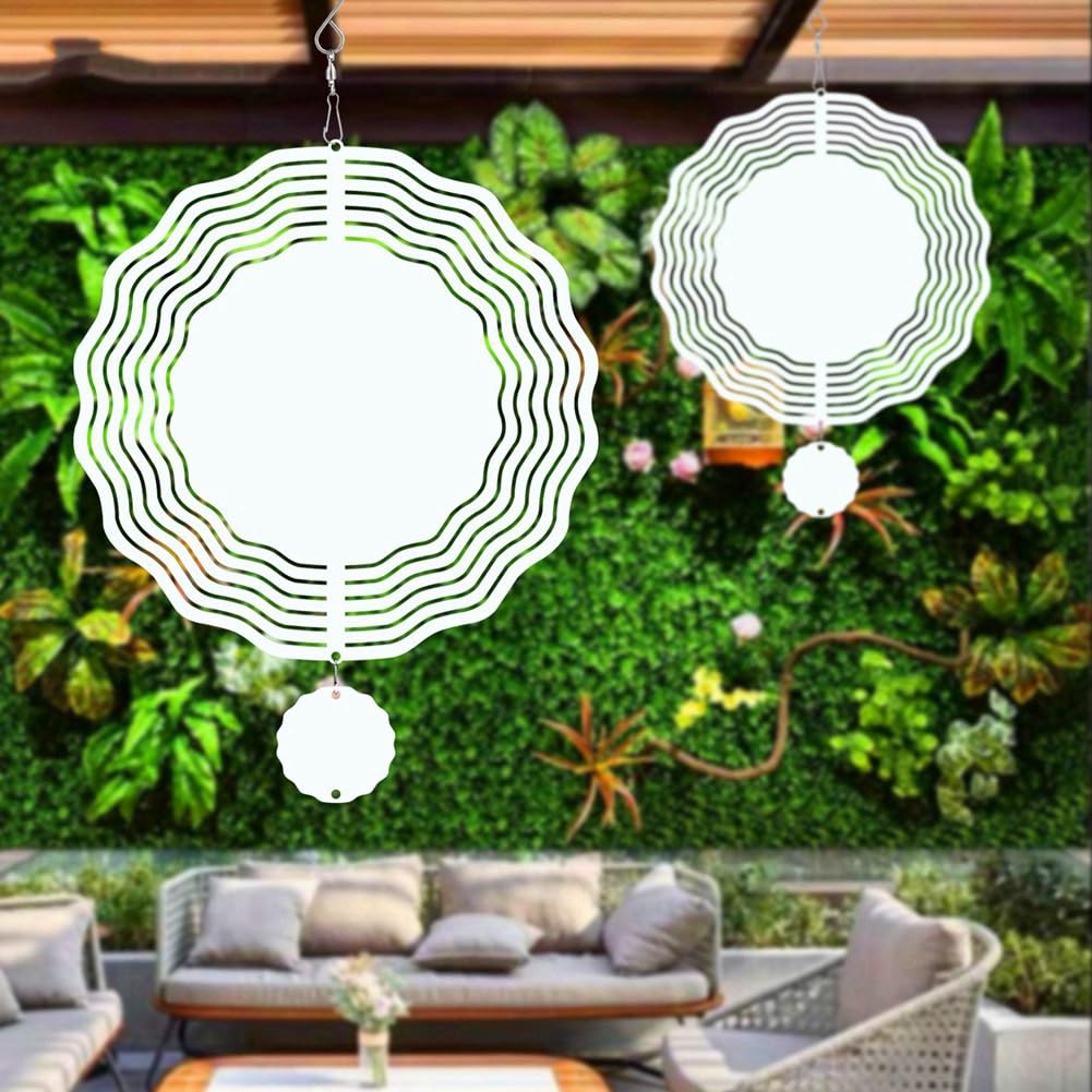 6x Sublimations-Windspinner 25,4 Cm - Edelstahl, Beidseitig Bedruckbar, DIY Für Garten-Deko