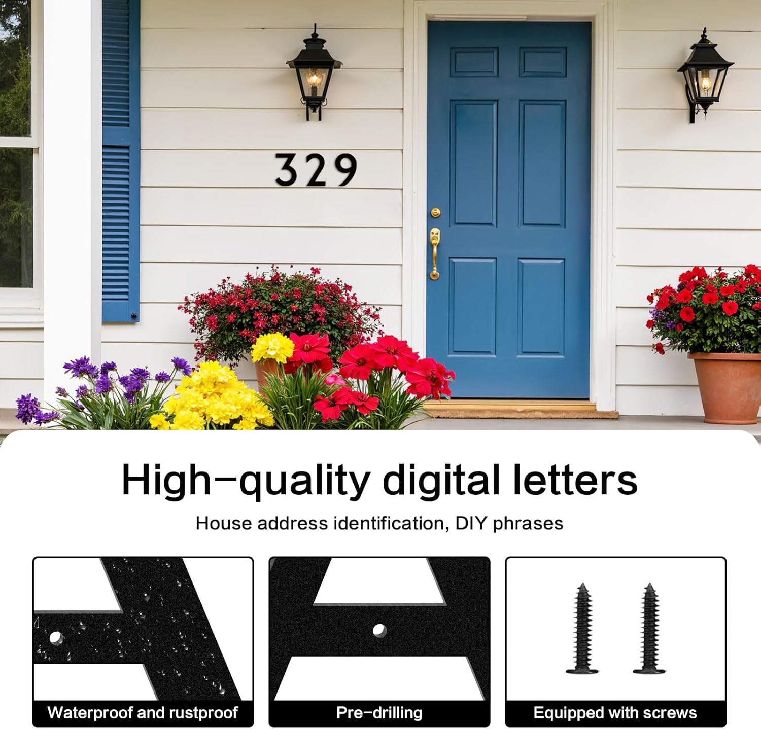 4 Inch Metal House Numbers and Letters, Black Modern Address Signs, Outdoor Mailbox Numbers With Nail kit, for Houses, hotels, apartments, streets (Number 5)
