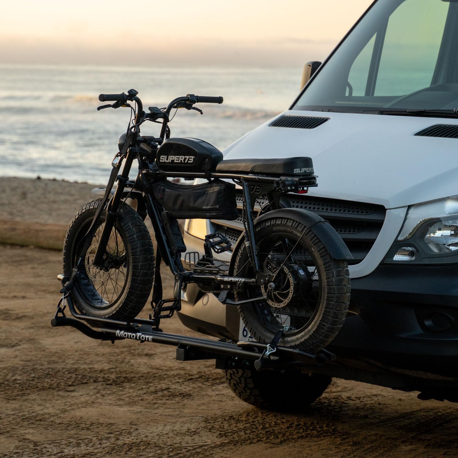 MotoTote Mini – Premium Ebike Rack (200 lbs. Capacity) with Zero Wobble Hitch Mount, Fits Fat Electric Bike Tires up to 5"