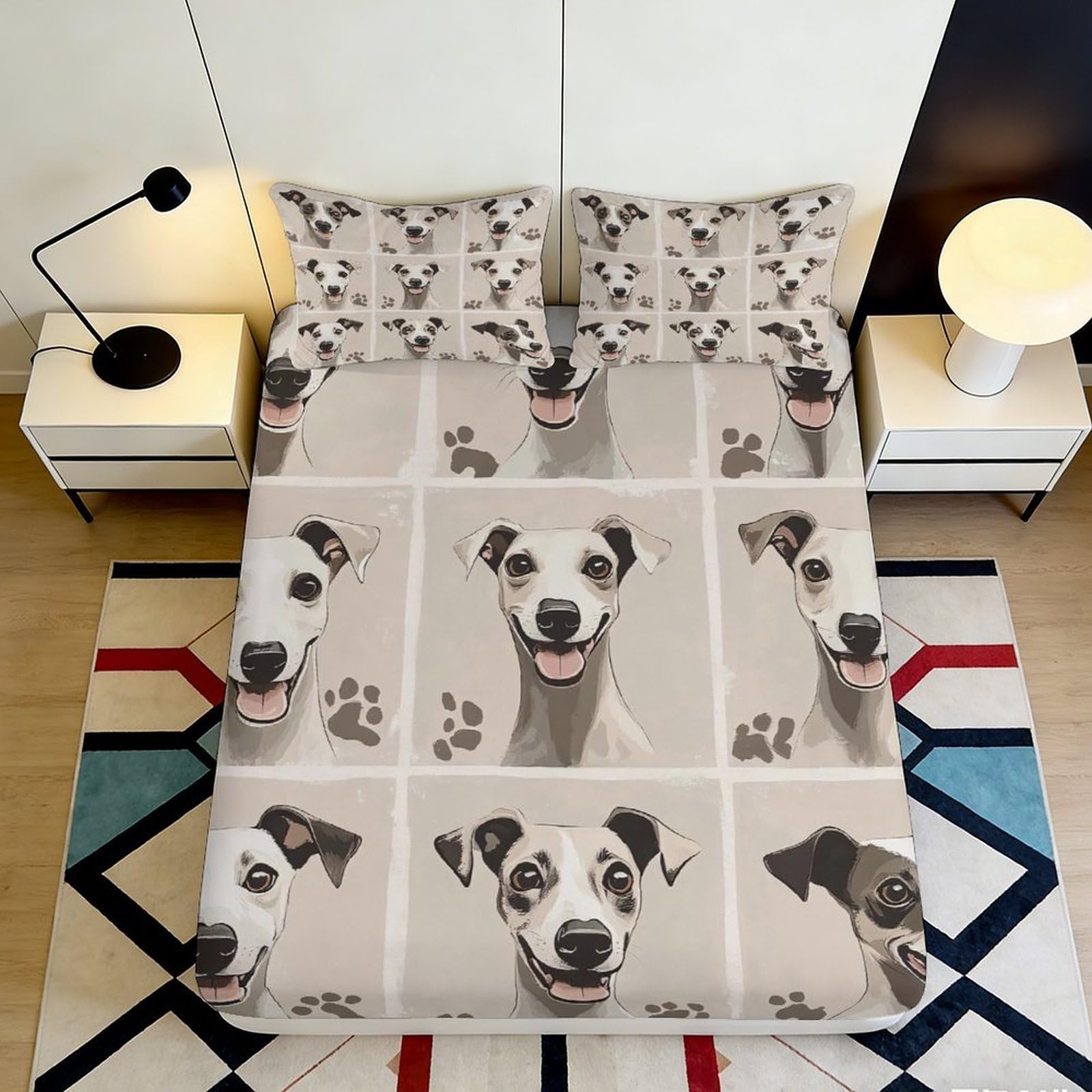 Zfldkwgb Style-1 3D Printed Dalmatian Dog Fitted Sheet Microfiber Soft Breathable Puppy Pattern Bed Cover For Bedroom Guest Room Decor 90X200x25cm