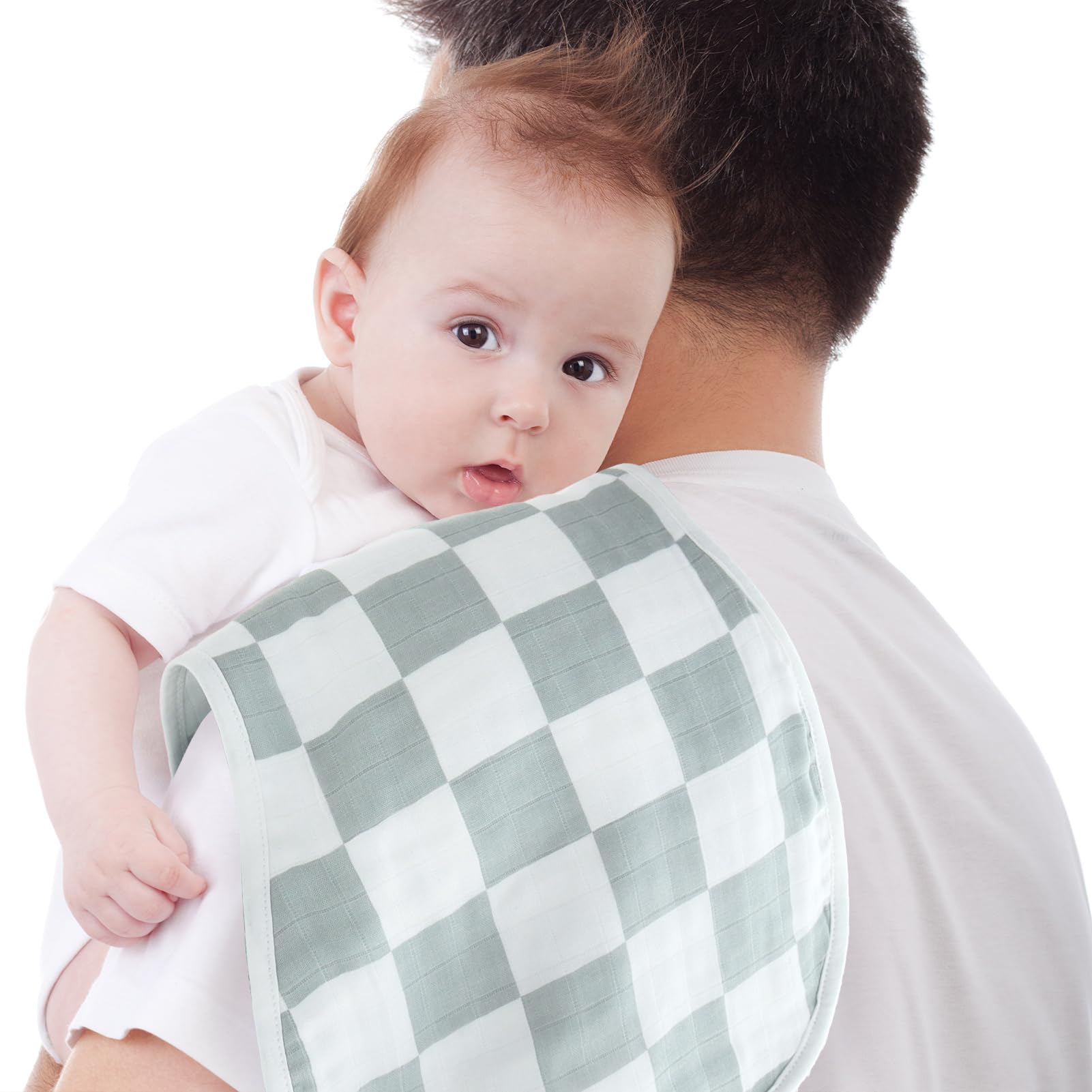 LifeTree Juegos de ropa para eructos de bebé de muselina para unisex, paquete de 2 unidades, viscosa grande de bambú de algodón, ropa para eructar recién nacidos, niñas y niños (checkered)
