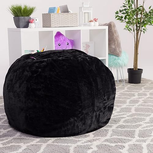 Miniatura 342 de Posh Creations - Sillón puff para niños, adolescentes y adultos, incluye funda extraíble y lavable a máquina, grande de 38 pulgadas, piel de conejo