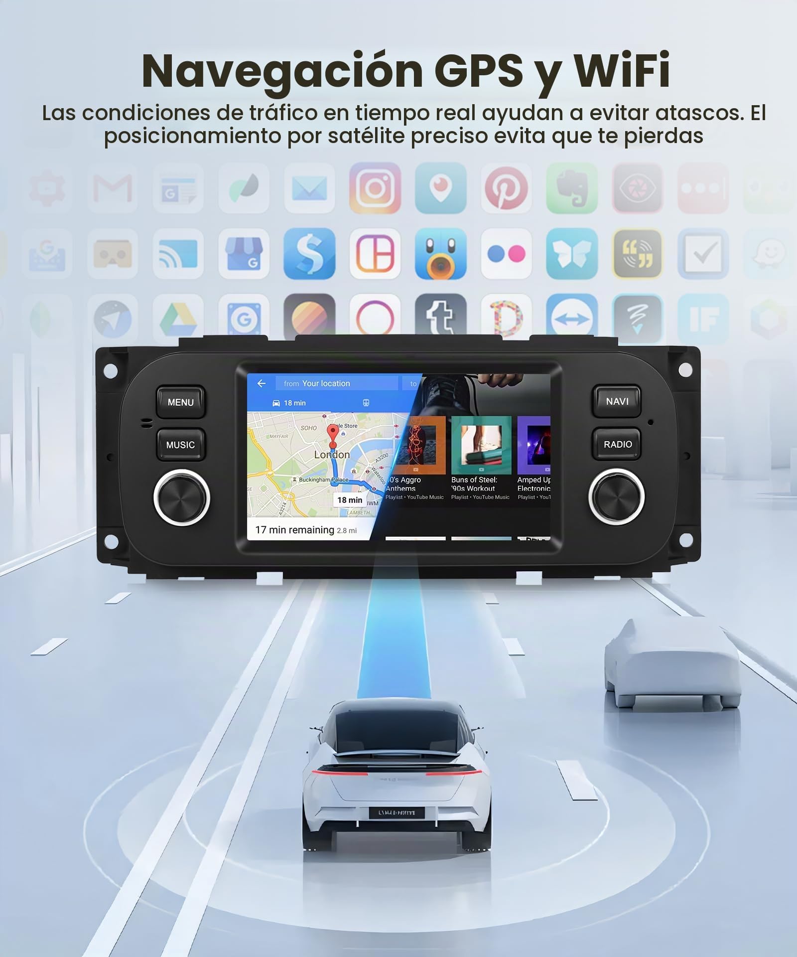 64G Wireless Carplay Android Radio de Coche para Jeep Grand Cherokee Wrangler Liberty Chrysler Grand Voyager 300M PT Cruiser RAM 1500 2500 5 Pulgadas Radio Android Auto Navi GPS WiFi Bluetooth FM/RDS