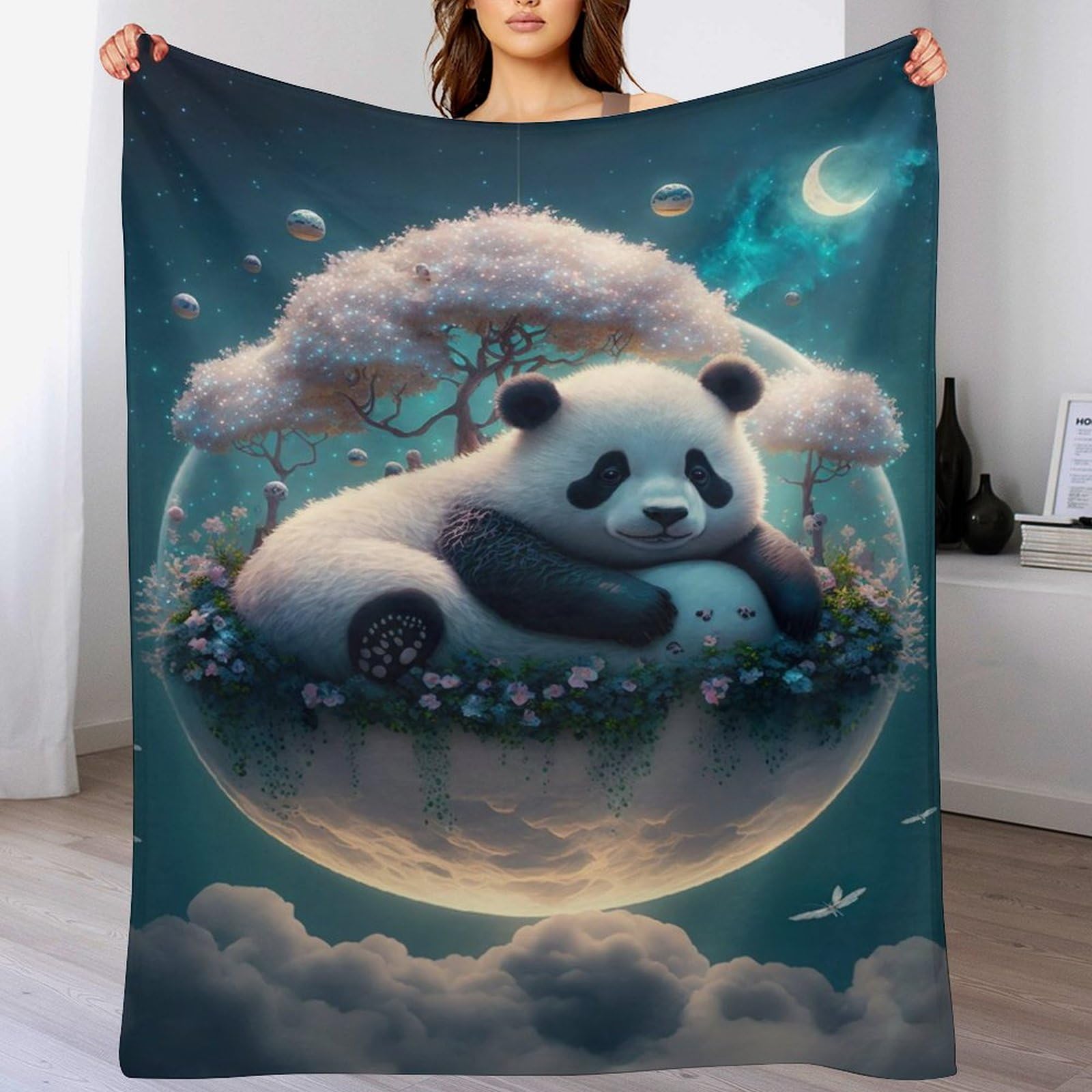 Couverture canapé panda plaid polaire chaud flanelle pour douces soirées cinéma au lit