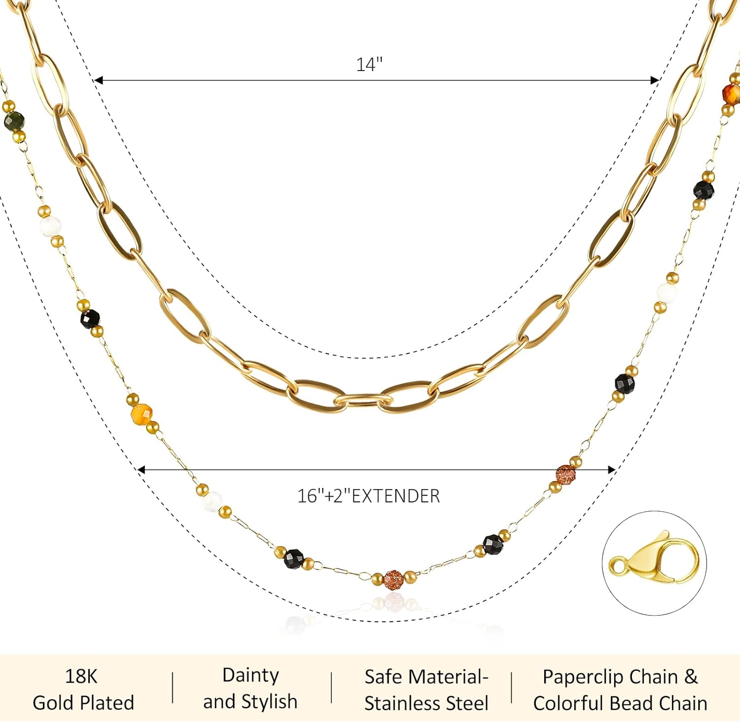 Layered Necklaces for Women, 18K Gold Plated Layer Dainty Gold Necklace with Minimalist Pendant, Dainty Gold Necklace for Women Fashion Valentine's Day Gifts for Her - Image 5