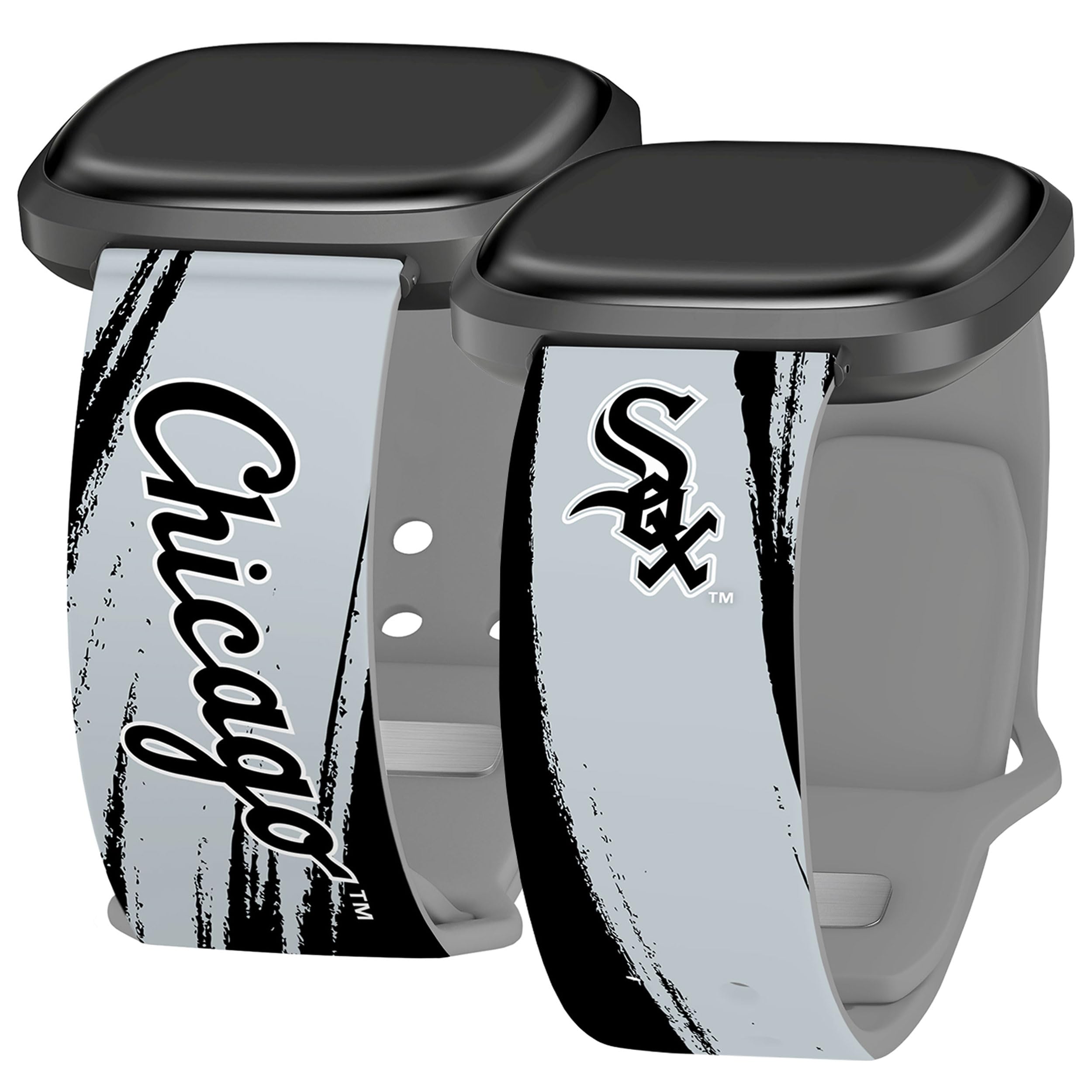 Game Time Chicago White Sox Paint Stripe HD Watch Band Compatible with Fitbit Versa 3 & Sense 1 (20mm Long)