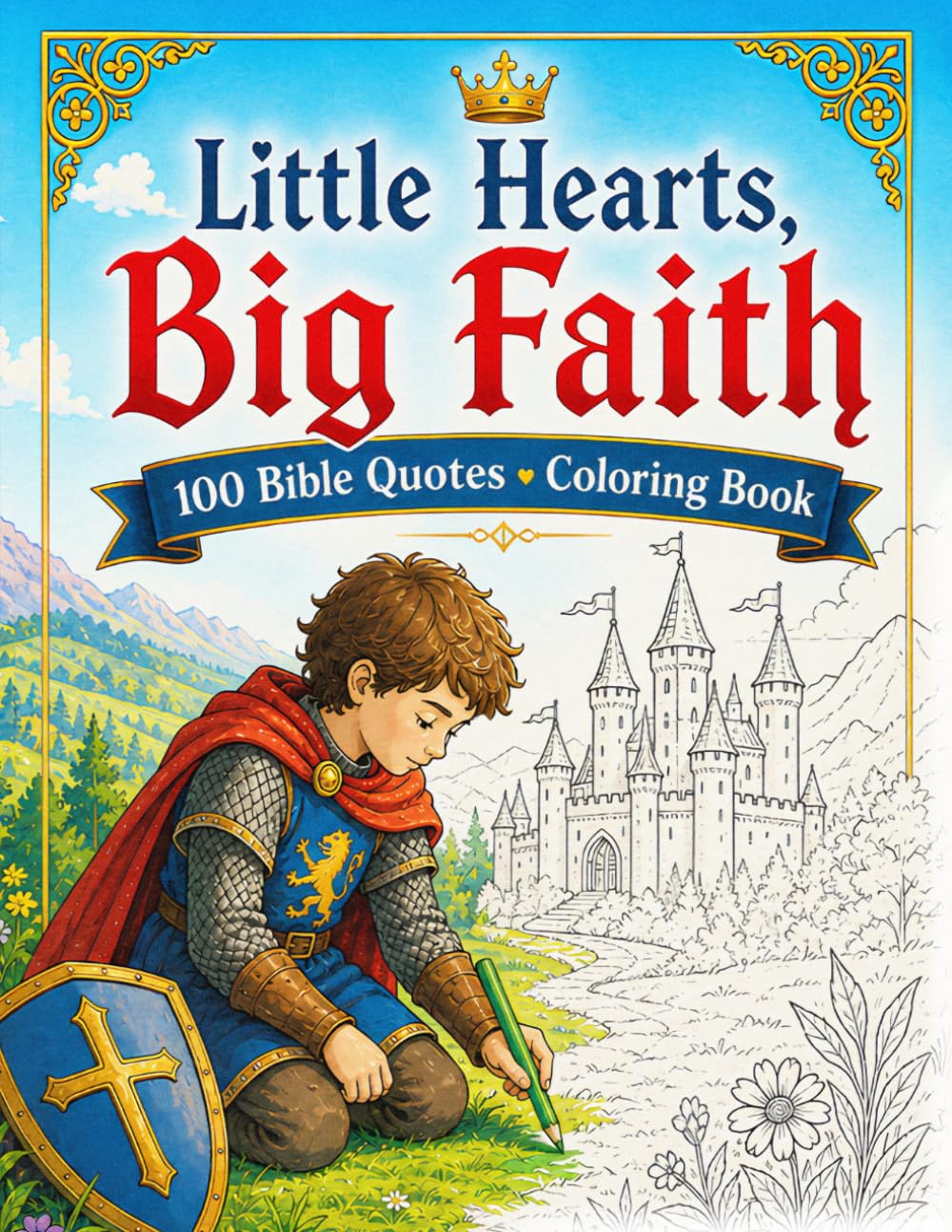 Little Hearts, Big Faith: 100 Bible Memory Verses Coloring Book for Kids to Start Journey with Faith
