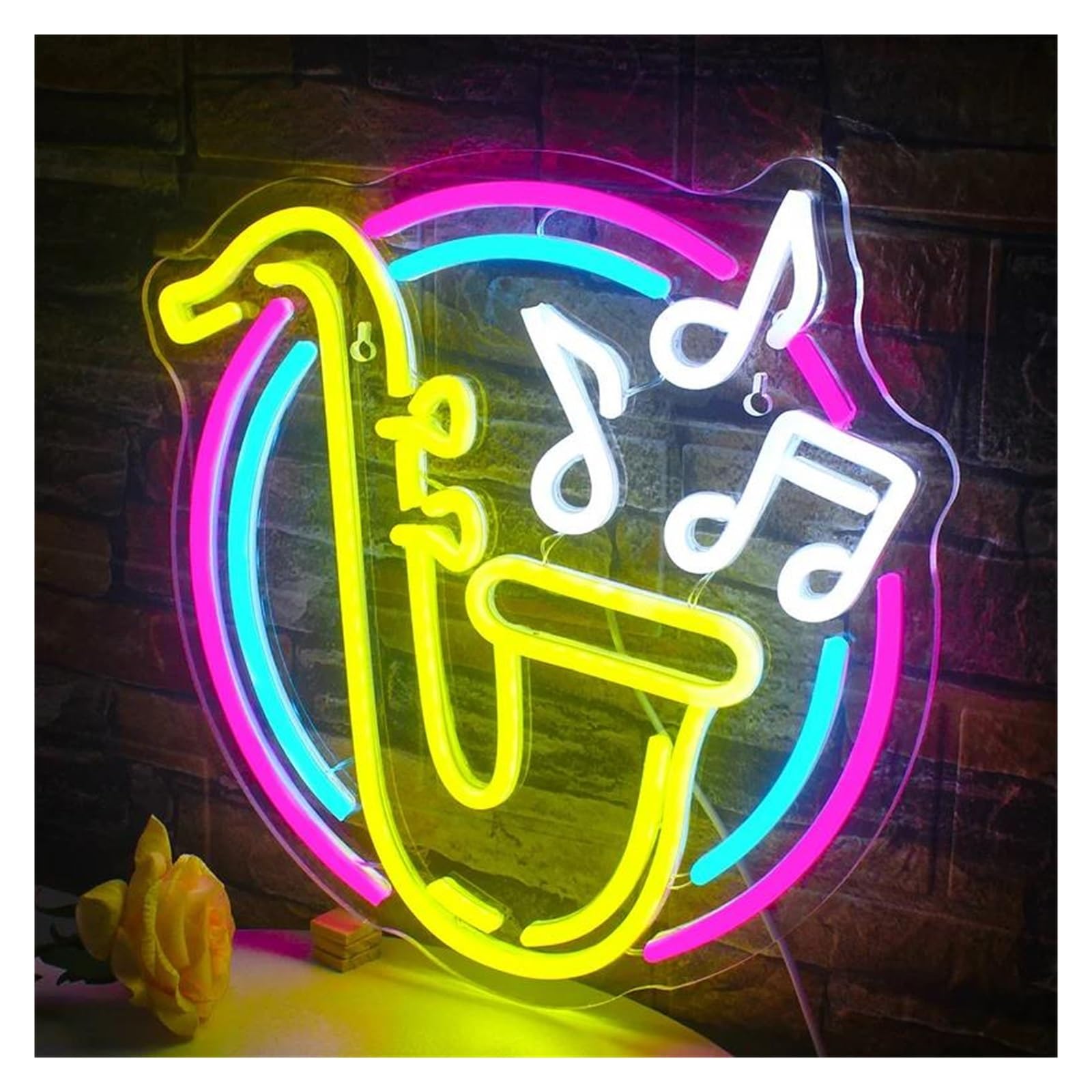 cartelli al neon personalizzati Jazz Sassofono Luce Al Neon Decorazione Da Parete Dimmerabile Musica Dal Vivo Arte Logo Insegne Camera Studio Bar Club Party 32cmх31cm