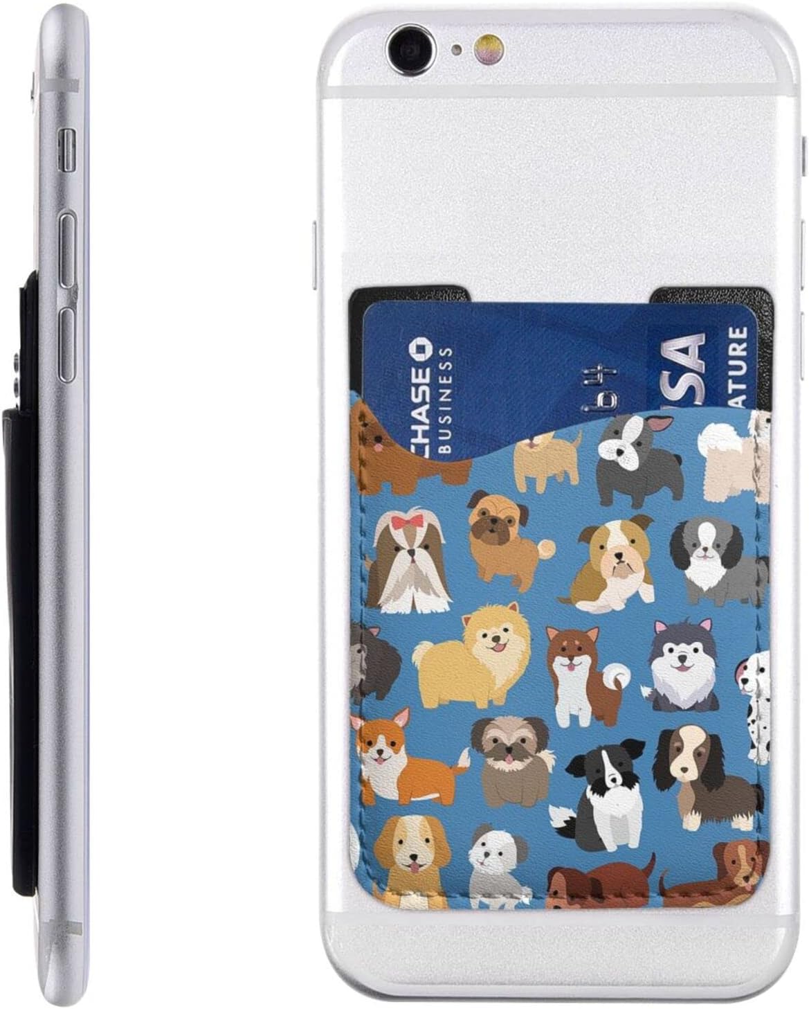 Dog Pattern Phone Credit Card Holders Sleeve Adhesive Wallet Compatible with Most Back of Phones